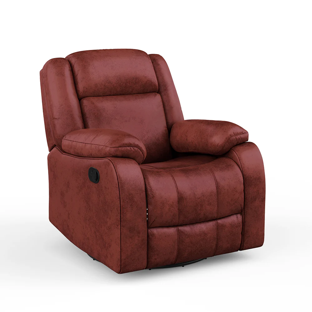 Avalon Crimson Red Suede Recliner - Image 4