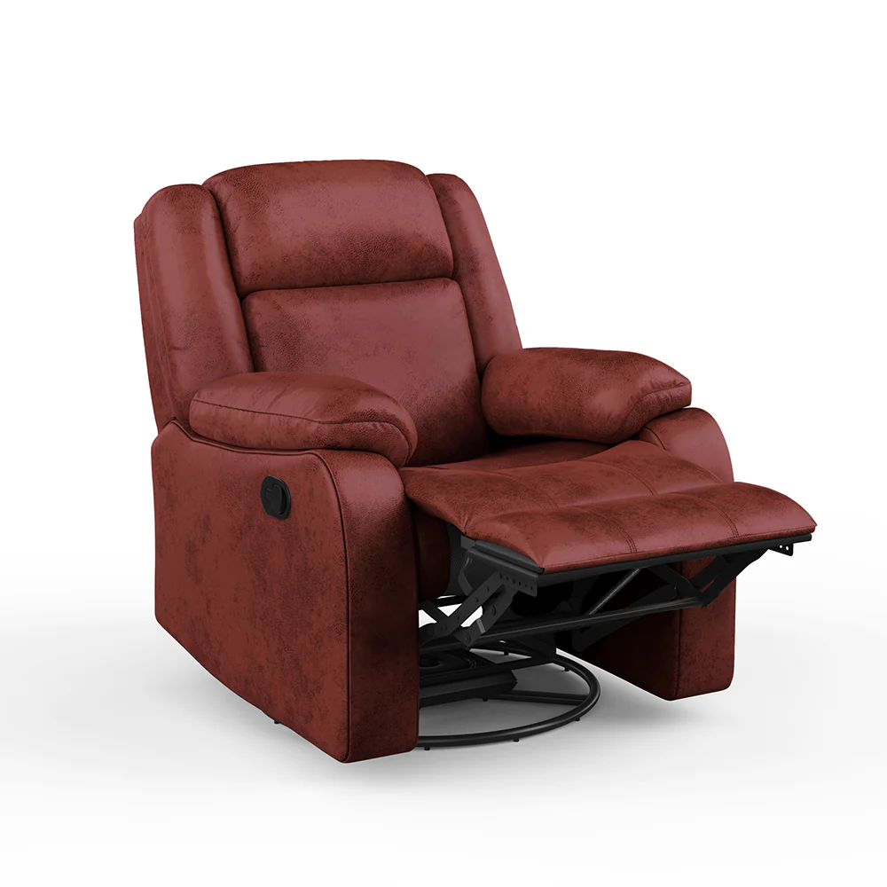 Avalon Crimson Red Suede Recliner - Image 5