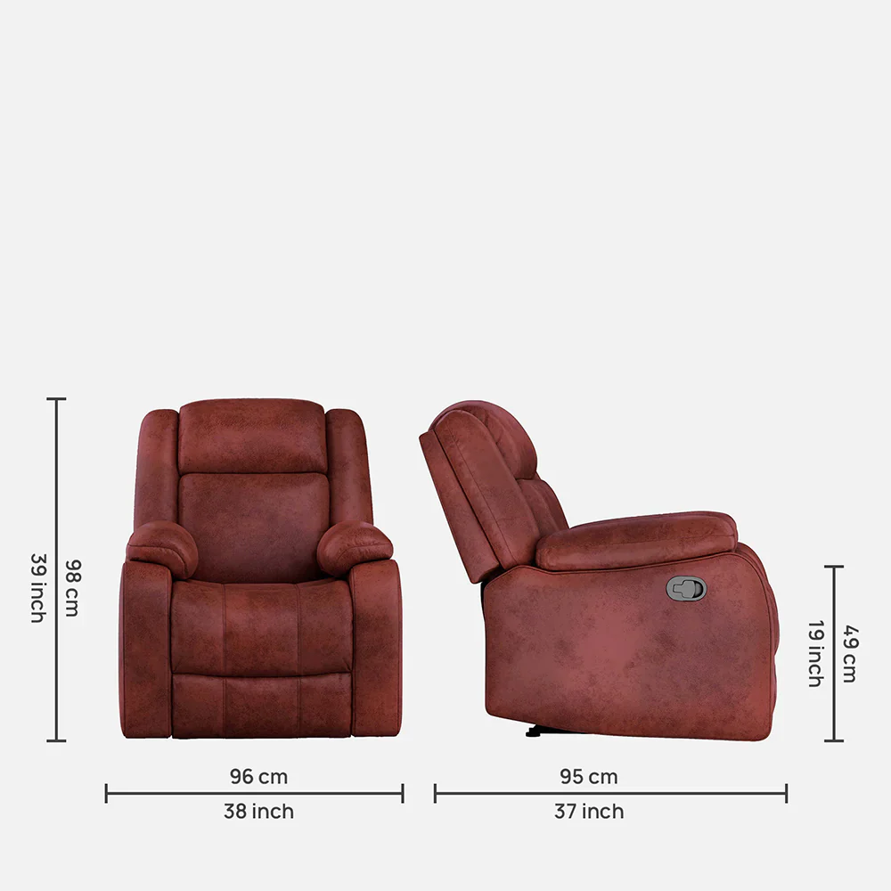Avalon Crimson Red Suede Recliner - Image 6