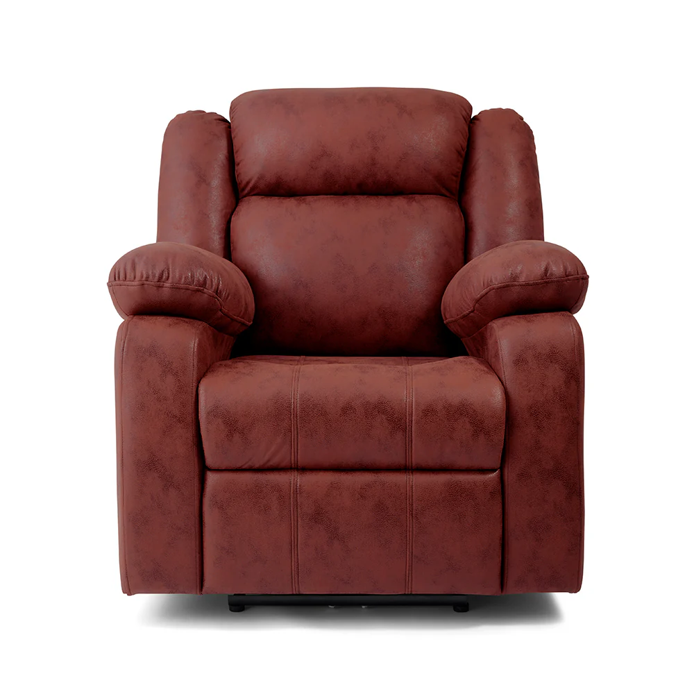 Avalon Motorized Electric Powered Crimson Red Suede Recliner - Image 2