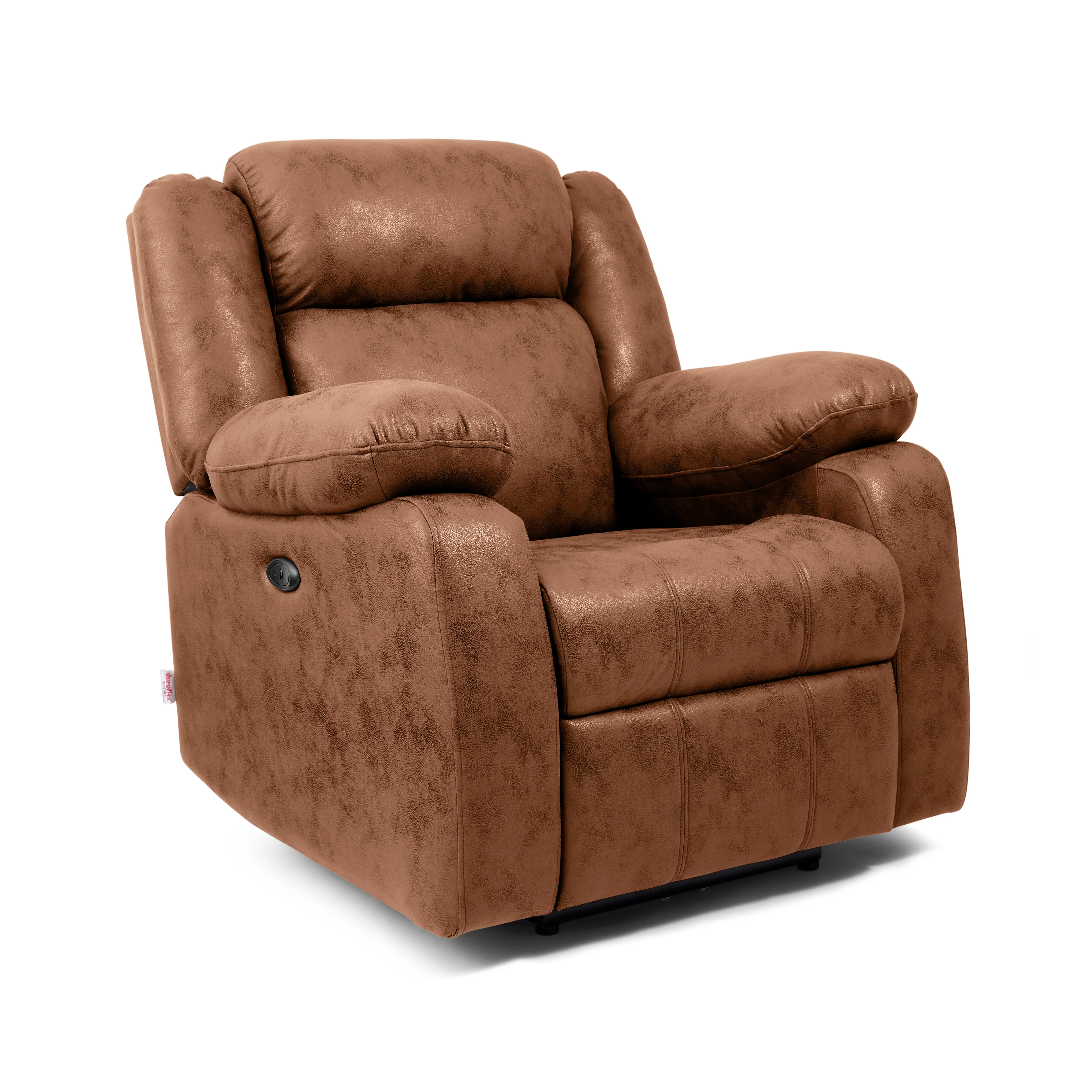 Avalon Motorized Electric Powered Desert Orange Suede Recliner - Image 3