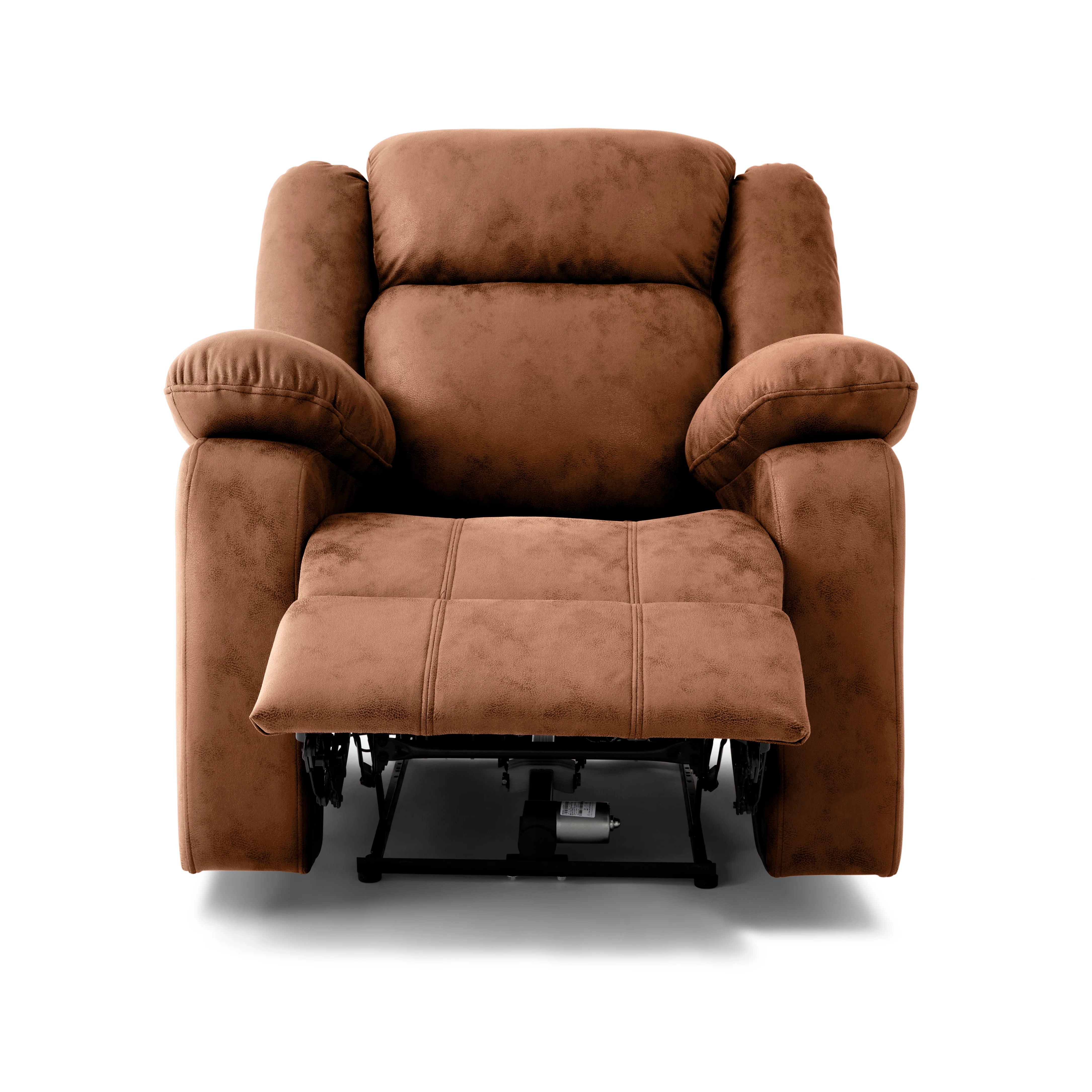 Avalon Motorized Electric Powered Desert Orange Suede Recliner - Image 4