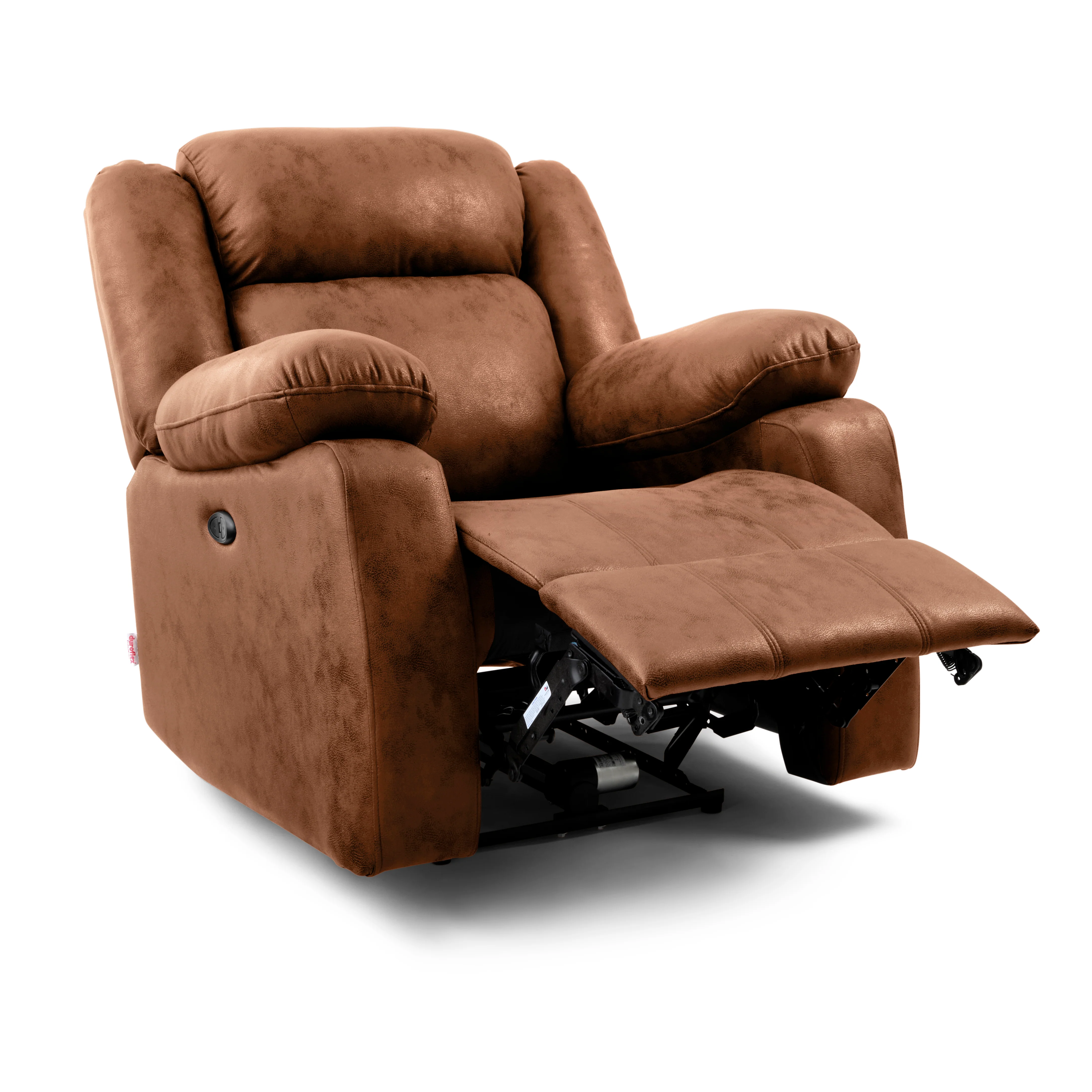 Avalon Motorized Electric Powered Desert Orange Suede Recliner - Image 5