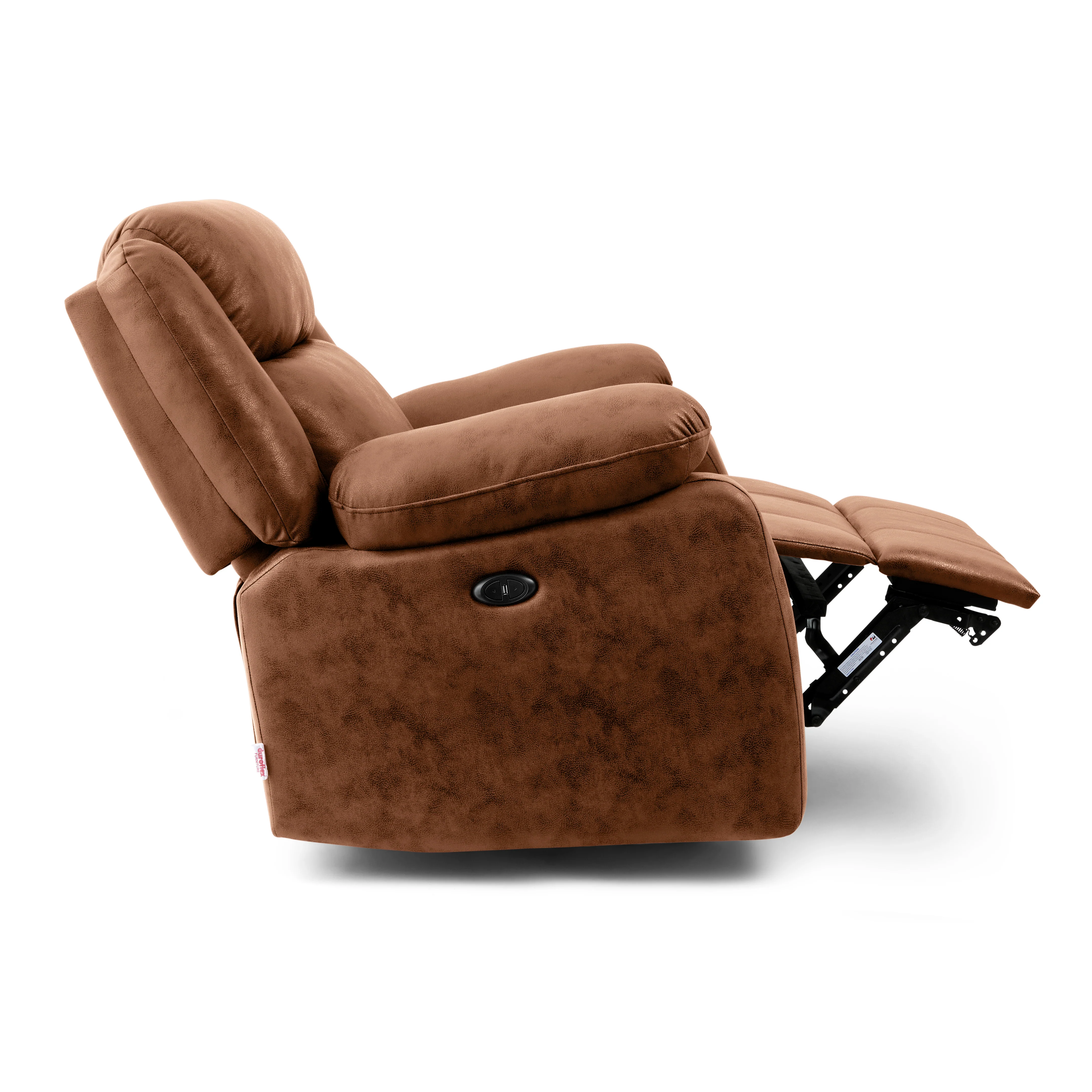 Avalon Motorized Electric Powered Desert Orange Suede Recliner - Image 7