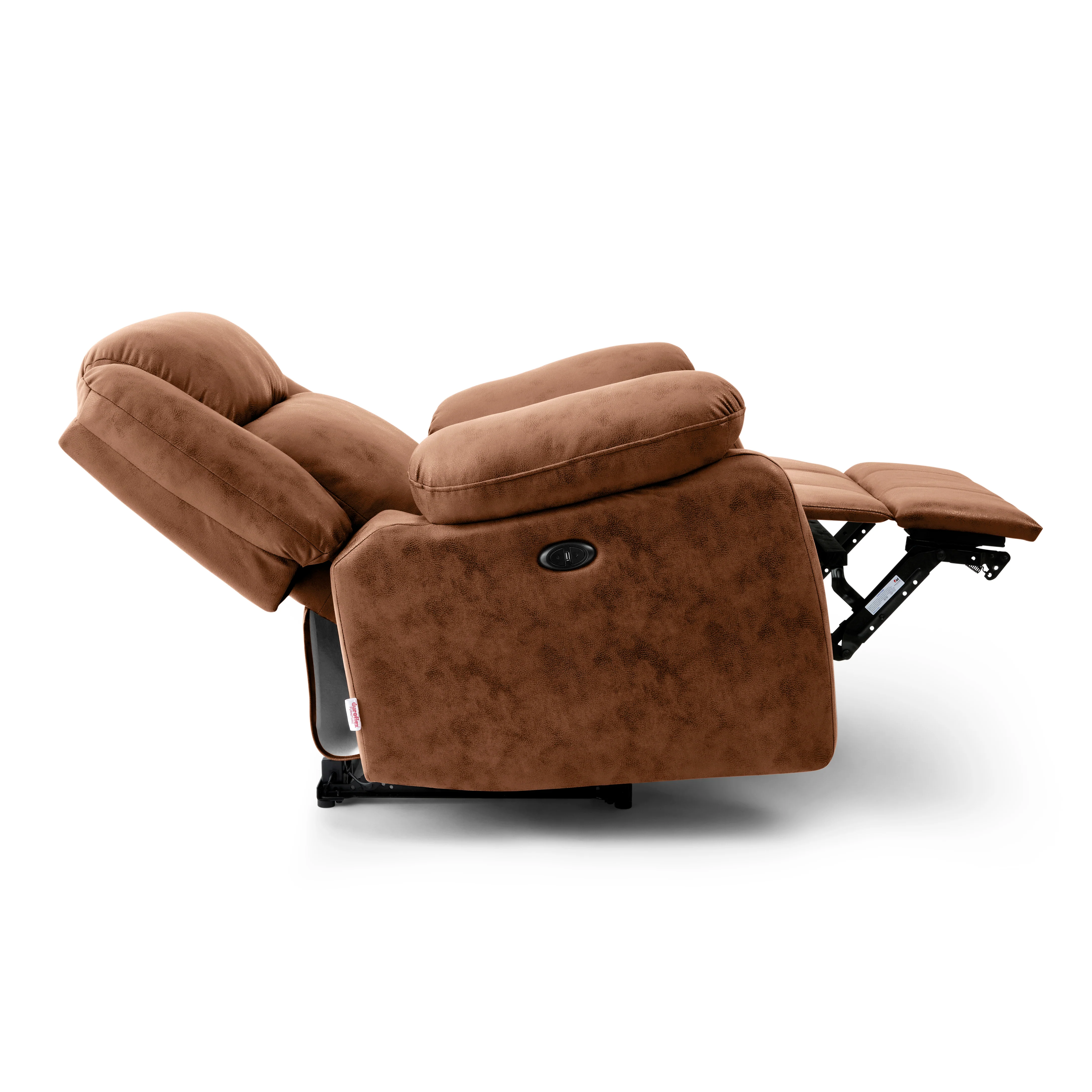 Avalon Motorized Electric Powered Desert Orange Suede Recliner - Image 8