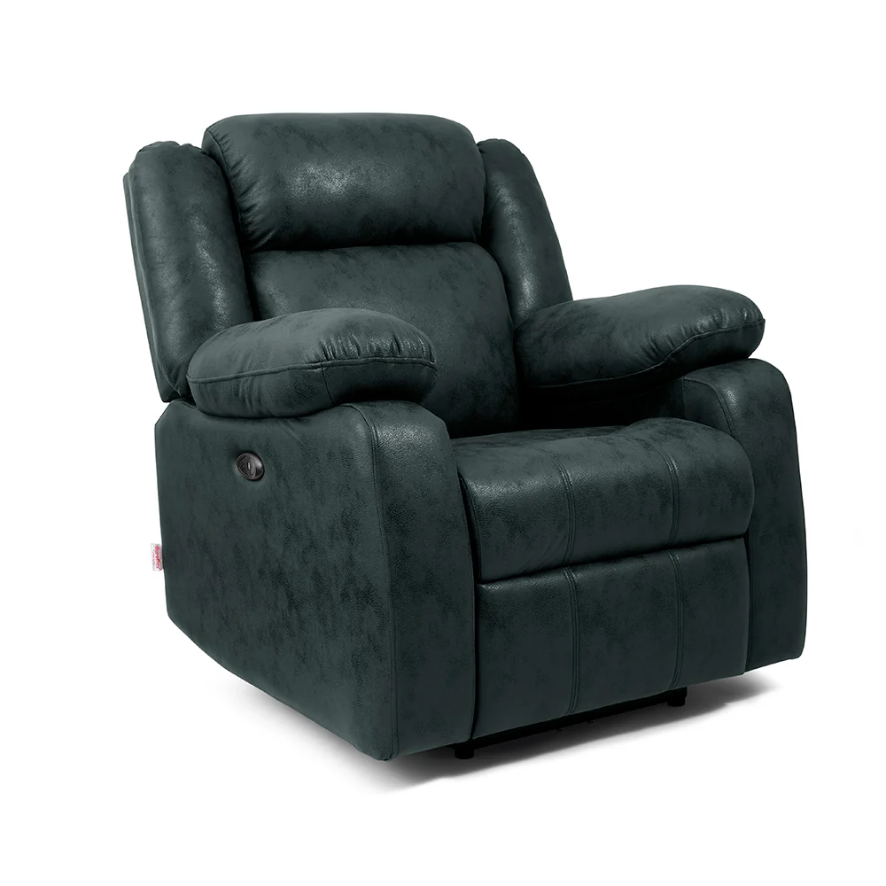 Avalon Motorized Electric Powered Midnight Blue Suede Recliner - Image 2