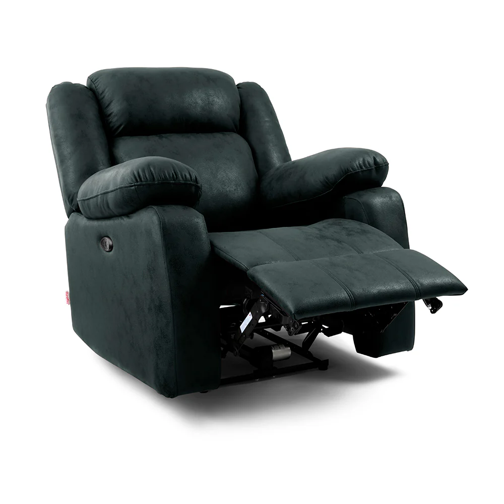 Avalon Motorized Electric Powered Midnight Blue Suede Recliner - Image 3