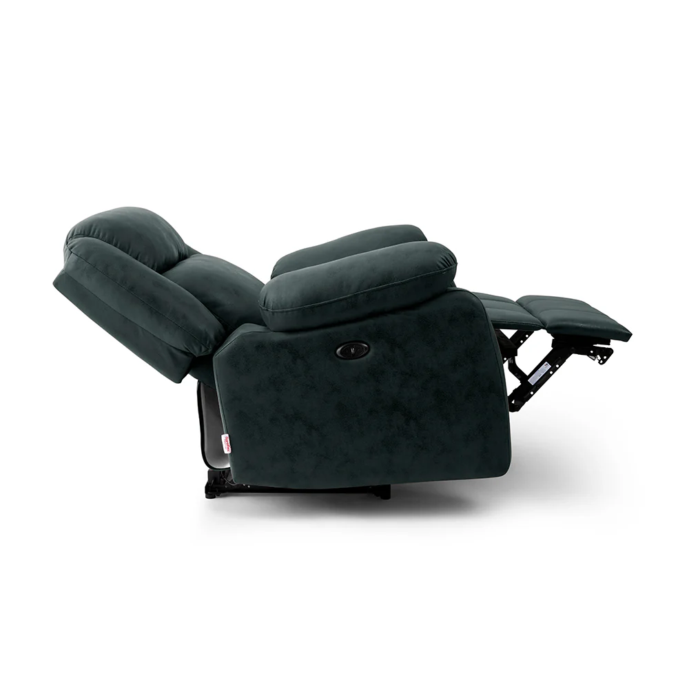 Avalon Motorized Electric Powered Midnight Blue Suede Recliner - Image 8
