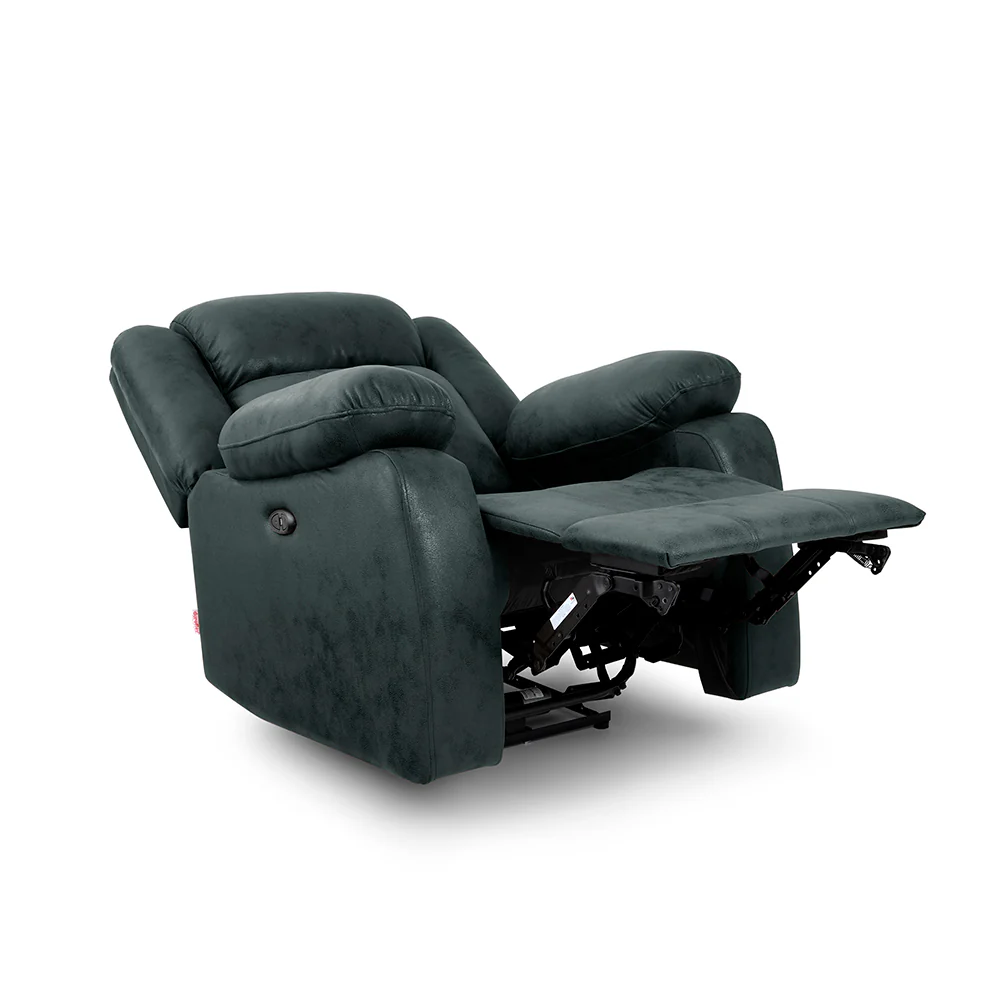 Avalon Motorized Electric Powered Midnight Blue Suede Recliner - Image 9