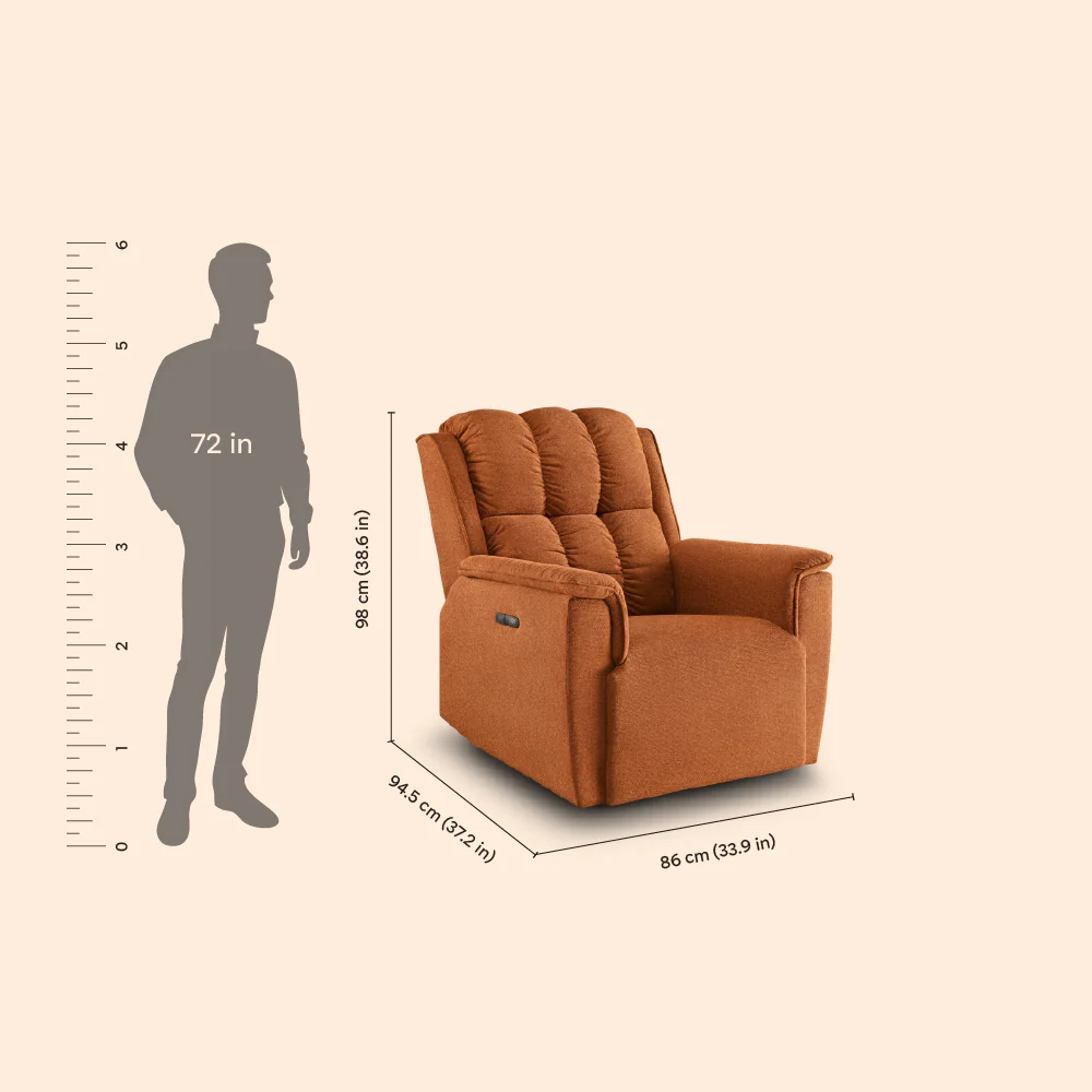 Avalon Elite mov.E Hawaiian Sunset Orange Fabric 1 Seater Sofa - Image 3