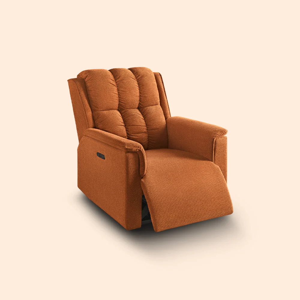 Avalon Elite mov.E Hawaiian Sunset Orange Fabric 1 Seater Sofa - Image 4