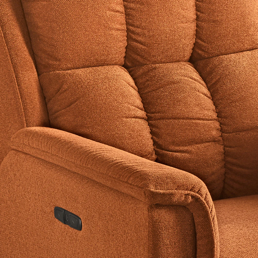 Avalon Elite mov.E Hawaiian Sunset Orange Fabric 1 Seater Sofa - Image 6