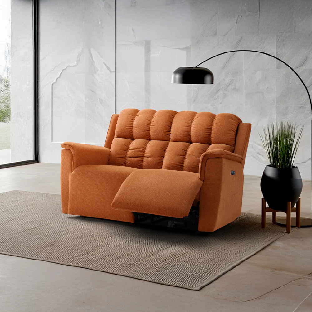 Avalon Elite mov.E Hawaiian Sunset Orange Fabric 2 Seater Sofa