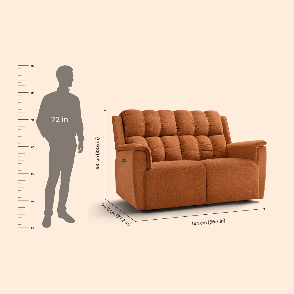 Avalon Elite mov.E Hawaiian Sunset Orange Fabric 2 Seater Sofa - Image 3