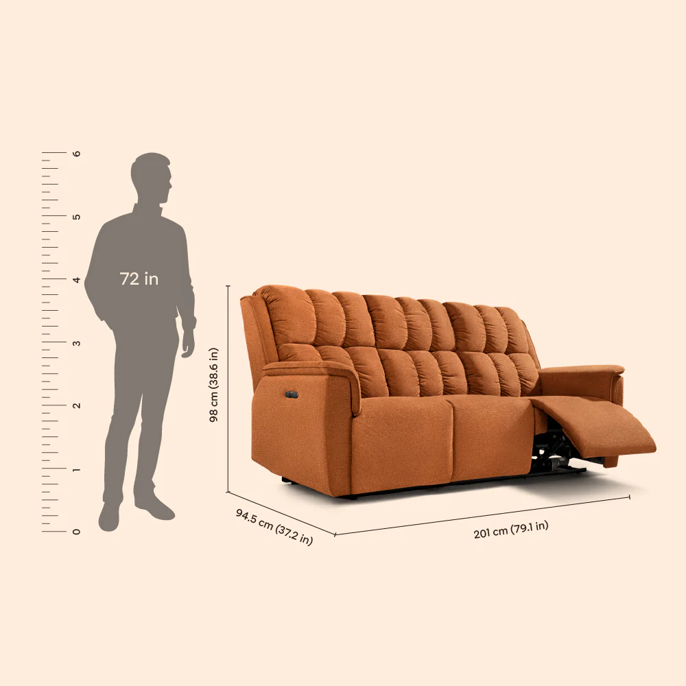 Avalon Elite mov.E Hawaiian Sunset Orange Fabric 3 Seater Sofa - Image 3