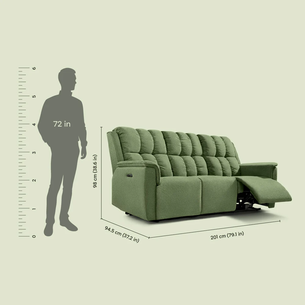 Avalon Elite mov.E Hunter Green Fabric 3 Seater Sofa - Image 3