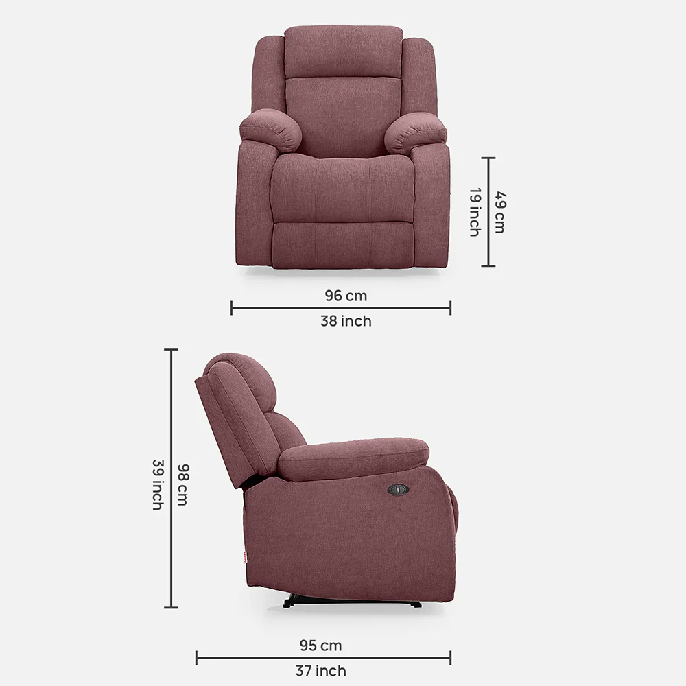 Avalon Motorized Electric Powered Pink Fabric Recliner - Image 5