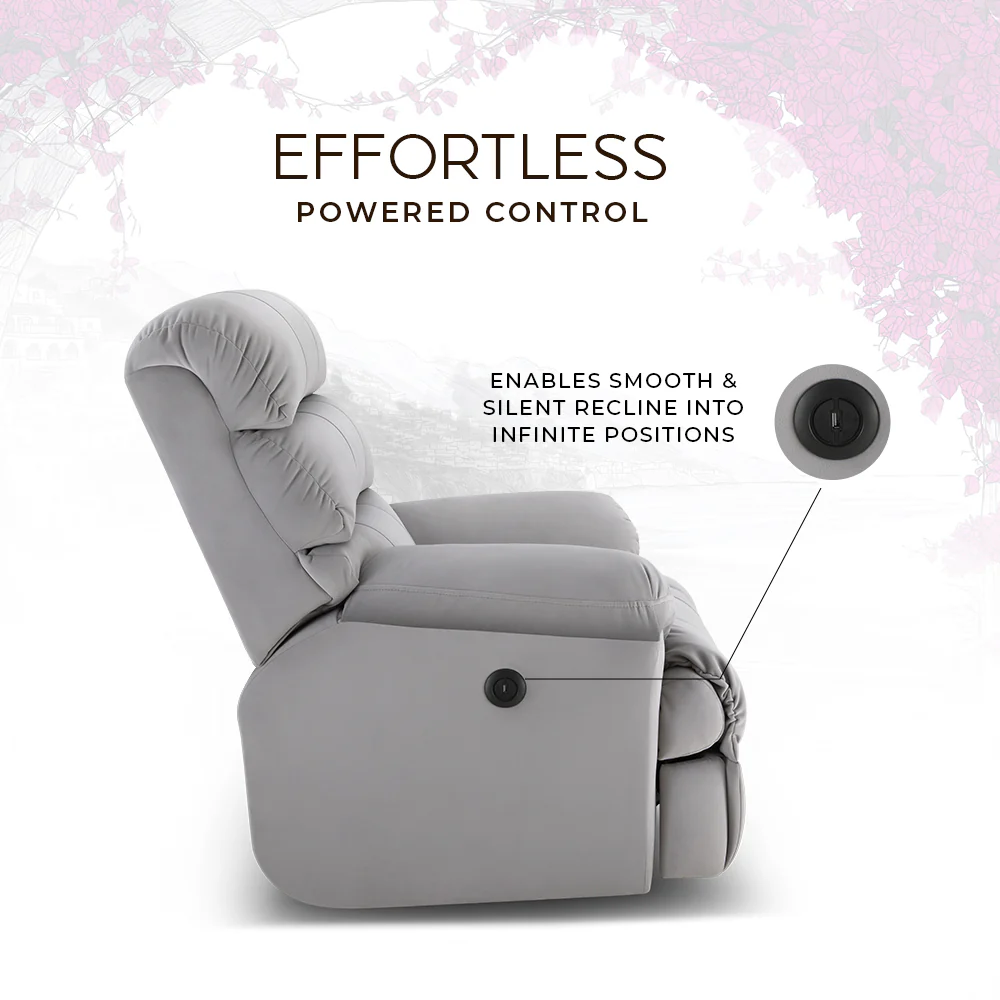 Avalon Posture Pro Rocking & Rotating Single Seater Fabric Recliner, Grey, Motorized - Image 9