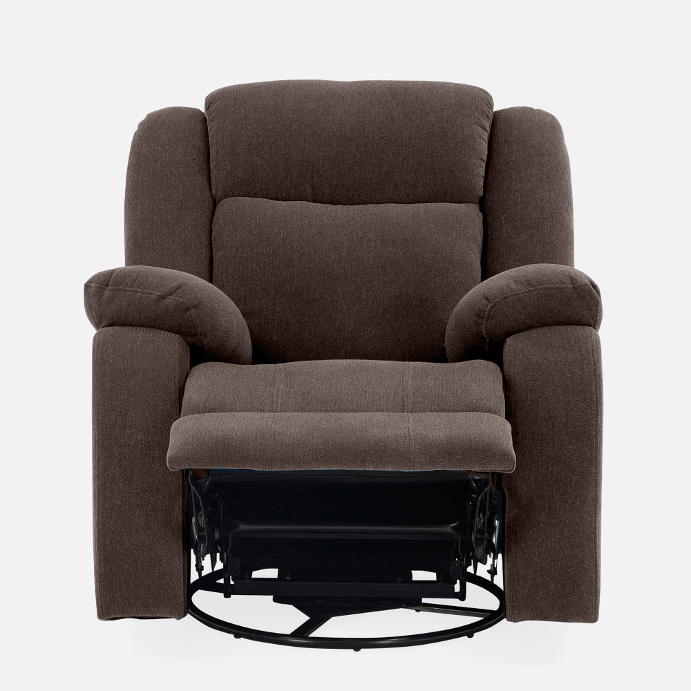 Avalon - Rocking & Rotating Single Seater Fabric Recliner In Dark Brown Colour - Image 4