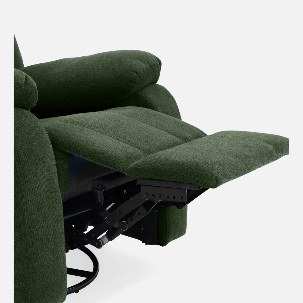 Avalon - Rocking & Rotating Single Seater Fabric Recliner In Green Colour - Image 12