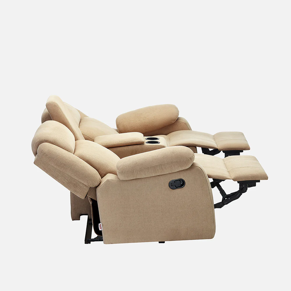 Avalon Twin Iconic Beige Fabric Recliner 2 Seater - Image 7
