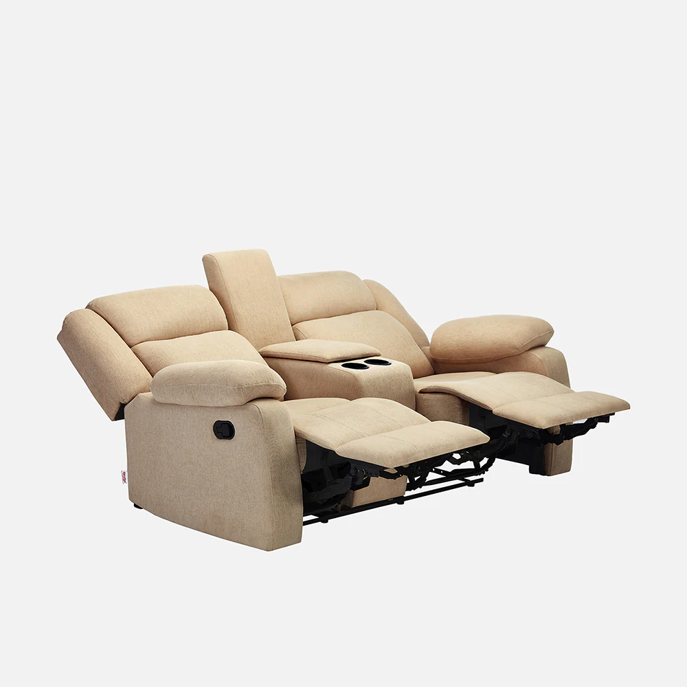 Avalon Twin Iconic Beige Fabric Recliner 2 Seater - Image 9