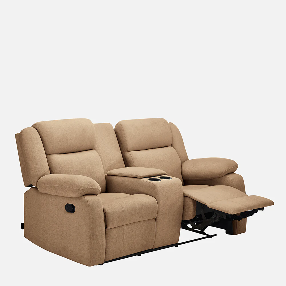 Avalon Twin Plaster Brown Fabric Recliner 2 Seater - Image 7