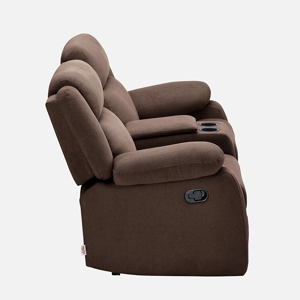 Avalon Twin Saddle Brown Fabric Recliner 2 Seater - Image 11