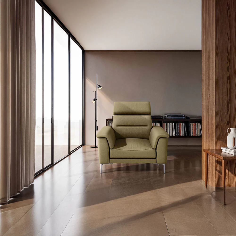 Cresendo 1 Seater Leatherette fabric - Pebble