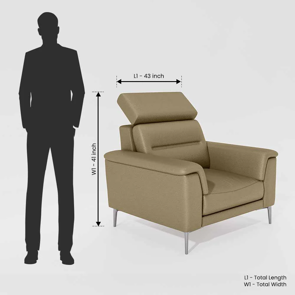 Cresendo 1 Seater Leatherette fabric - Pebble - Image 7