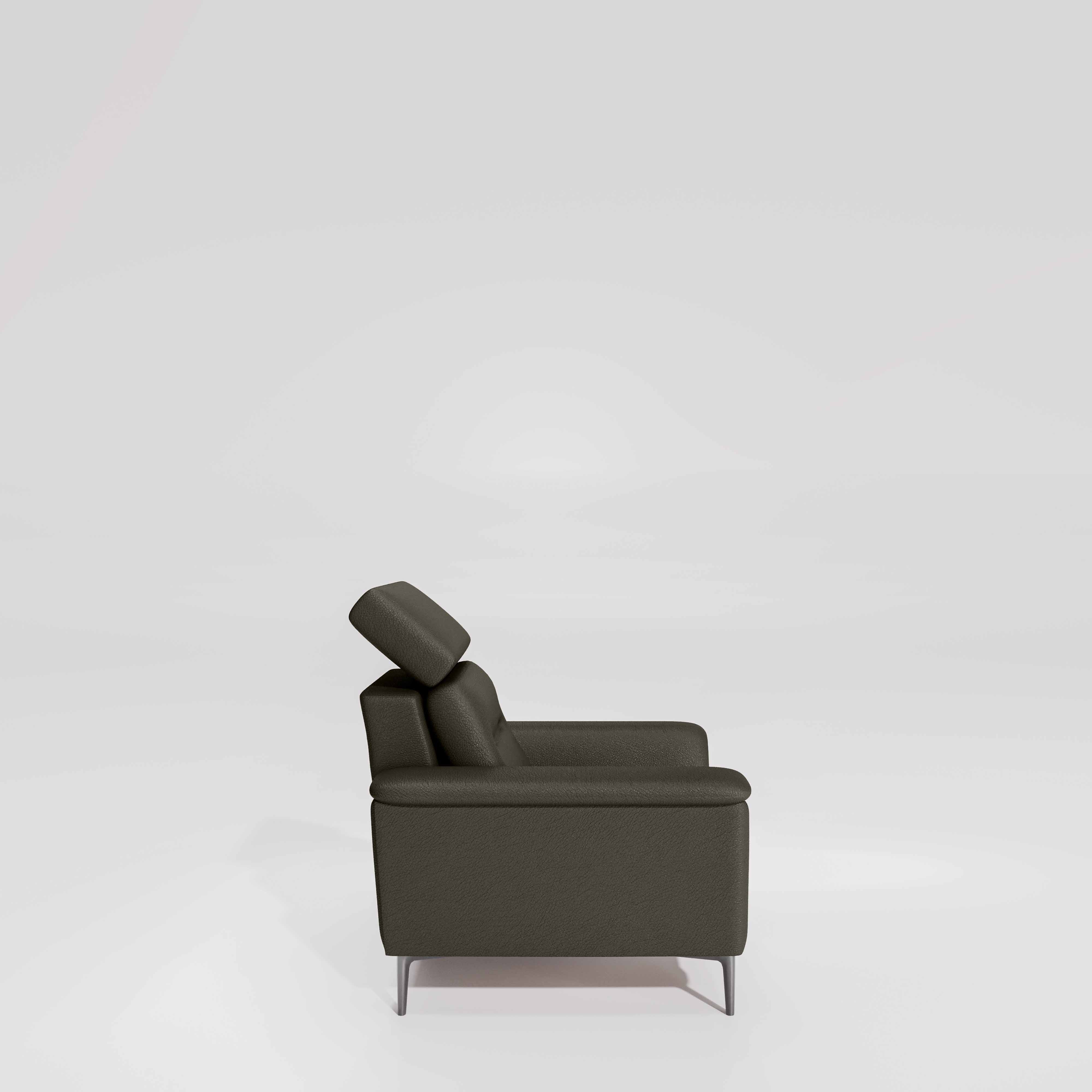 Cresendo 1 Seater Leatherette fabric - Pewter Grey - Image 5