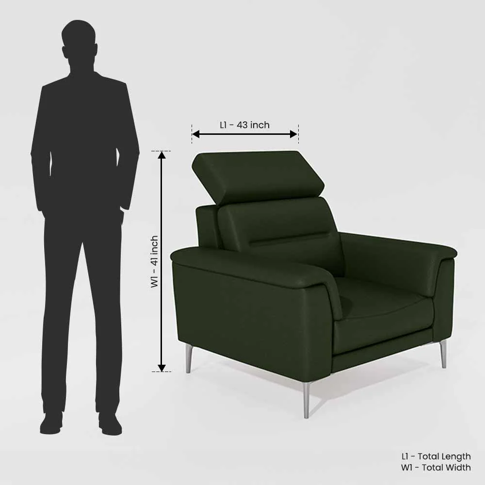 Cresendo 1 Seater Leatherette fabric - Black Forest - Image 7