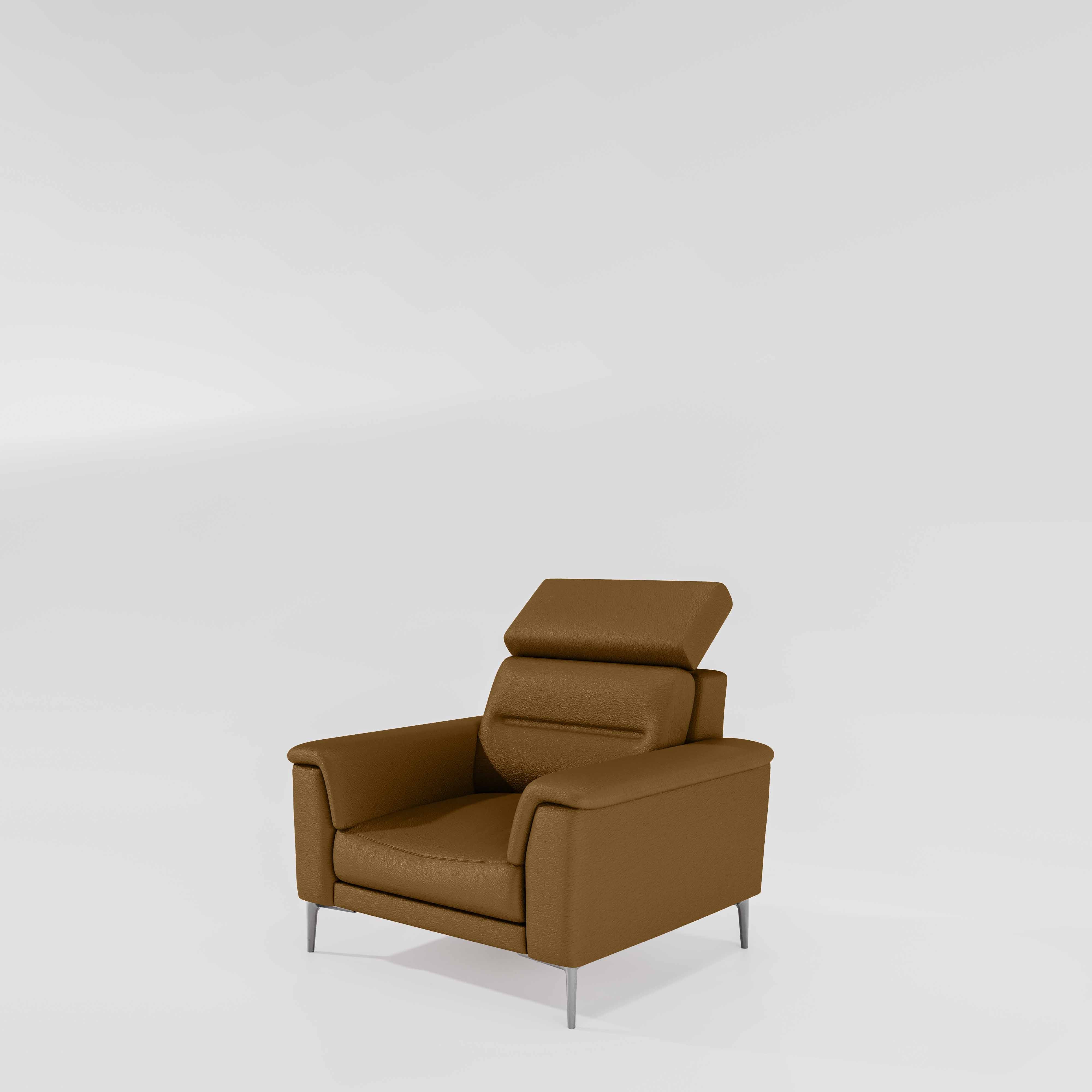 Cresendo 1 Seater Leatherette fabric - Tobacco Brown - Image 4