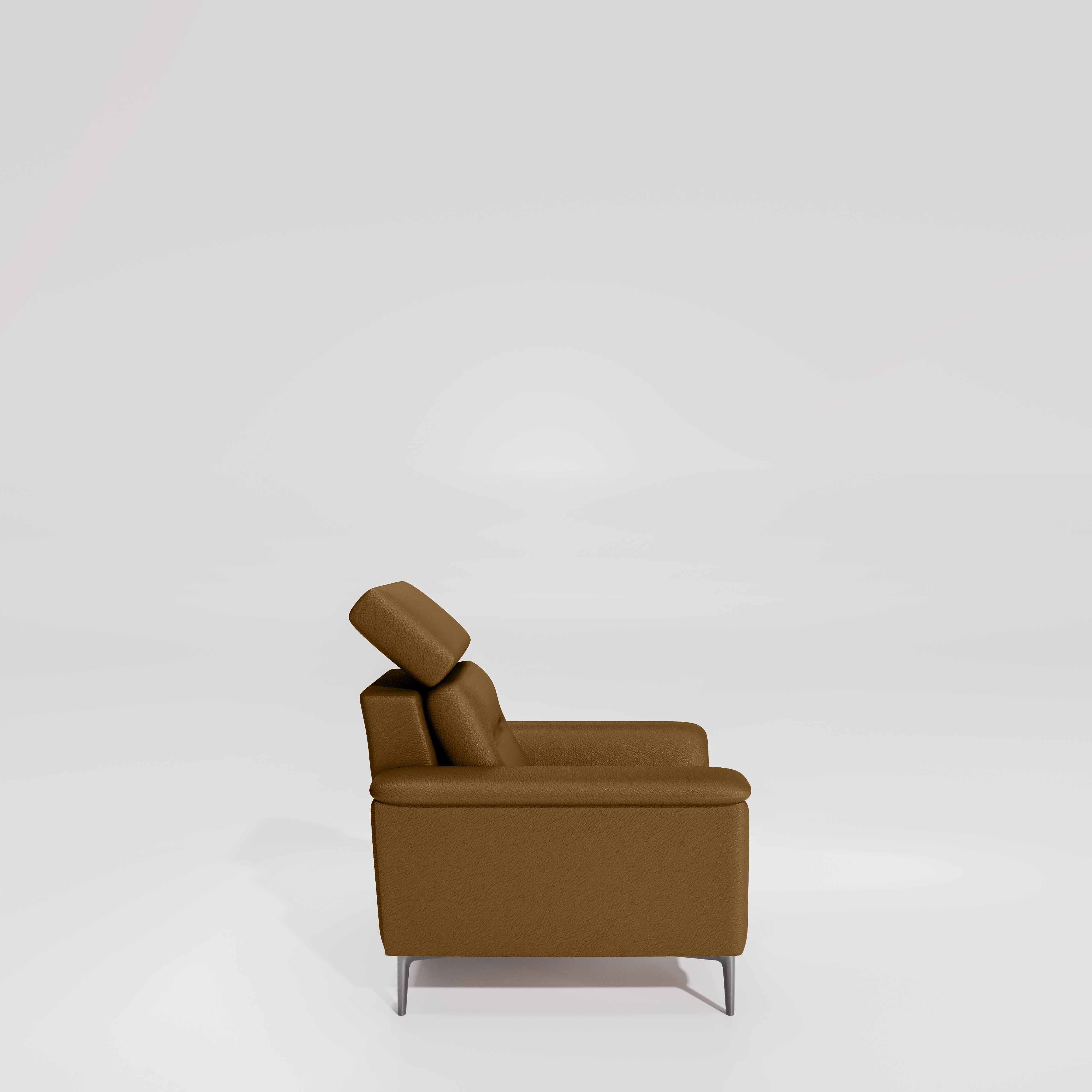 Cresendo 1 Seater Leatherette fabric - Tobacco Brown - Image 5