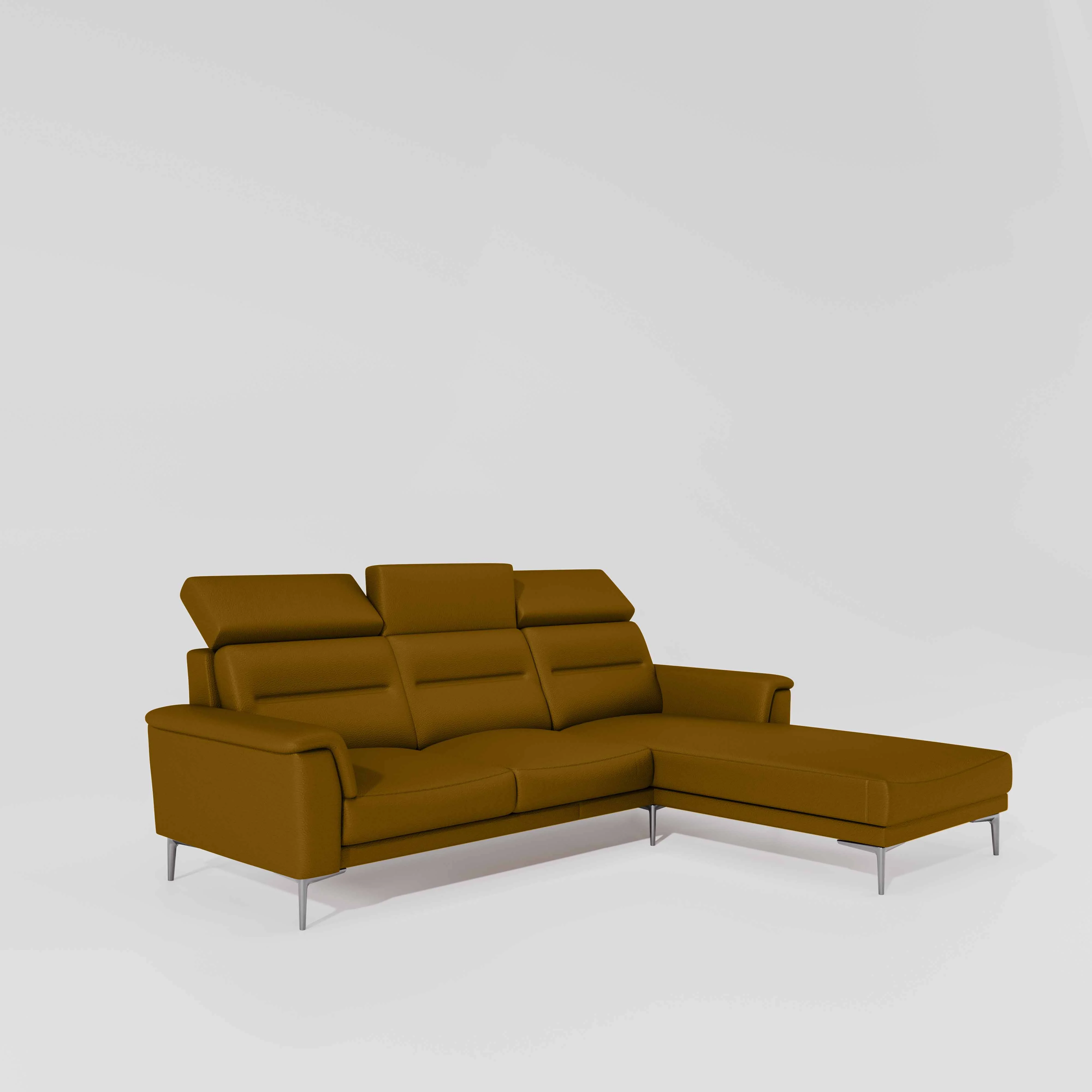 Cresendo 2 Seater with RH Lounger Leatherette fabric - Golden Orange - Image 5