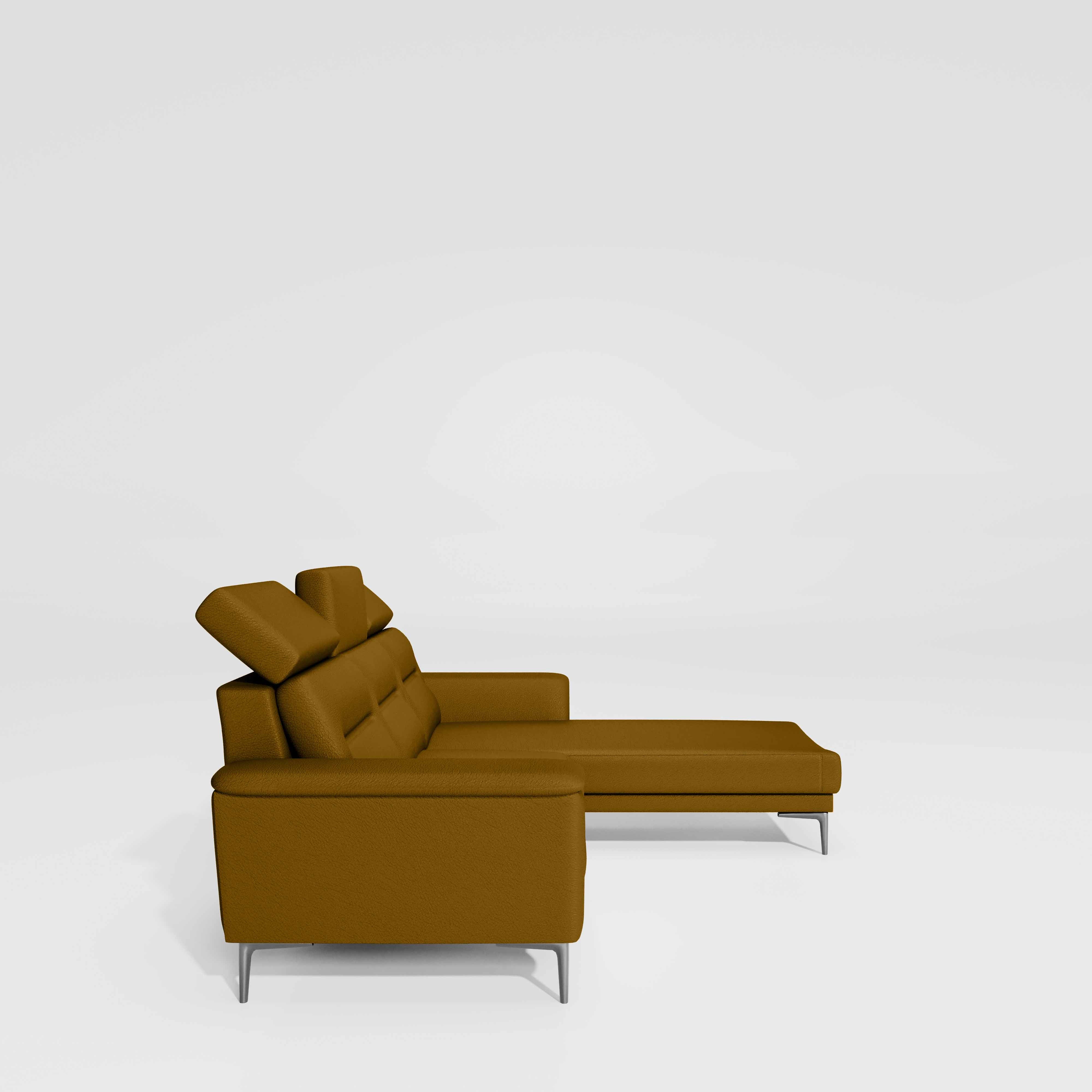 Cresendo 2 Seater with RH Lounger Leatherette fabric - Golden Orange - Image 7