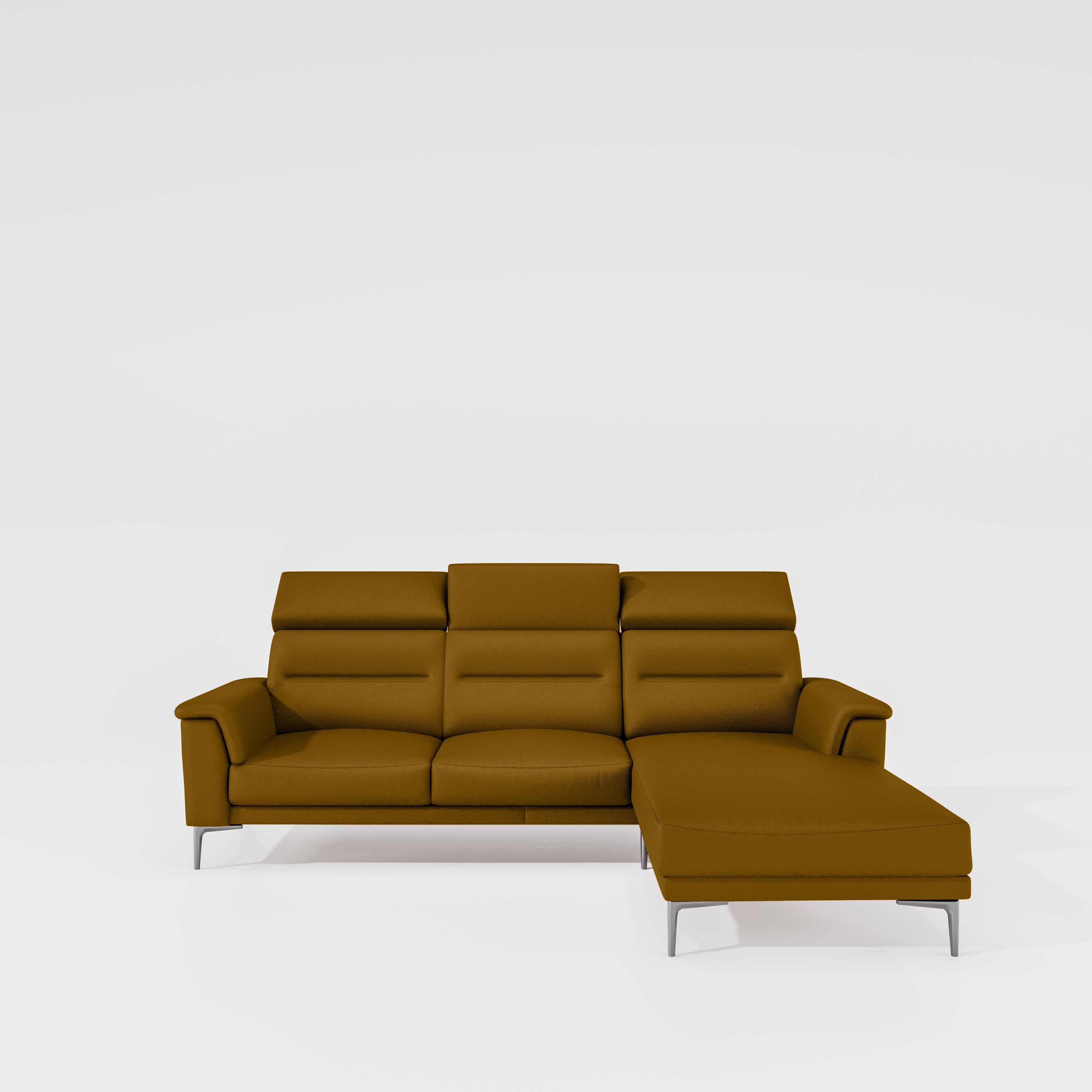 Cresendo 2 Seater with RH Lounger Leatherette fabric - Tobacco Brown - Image 2