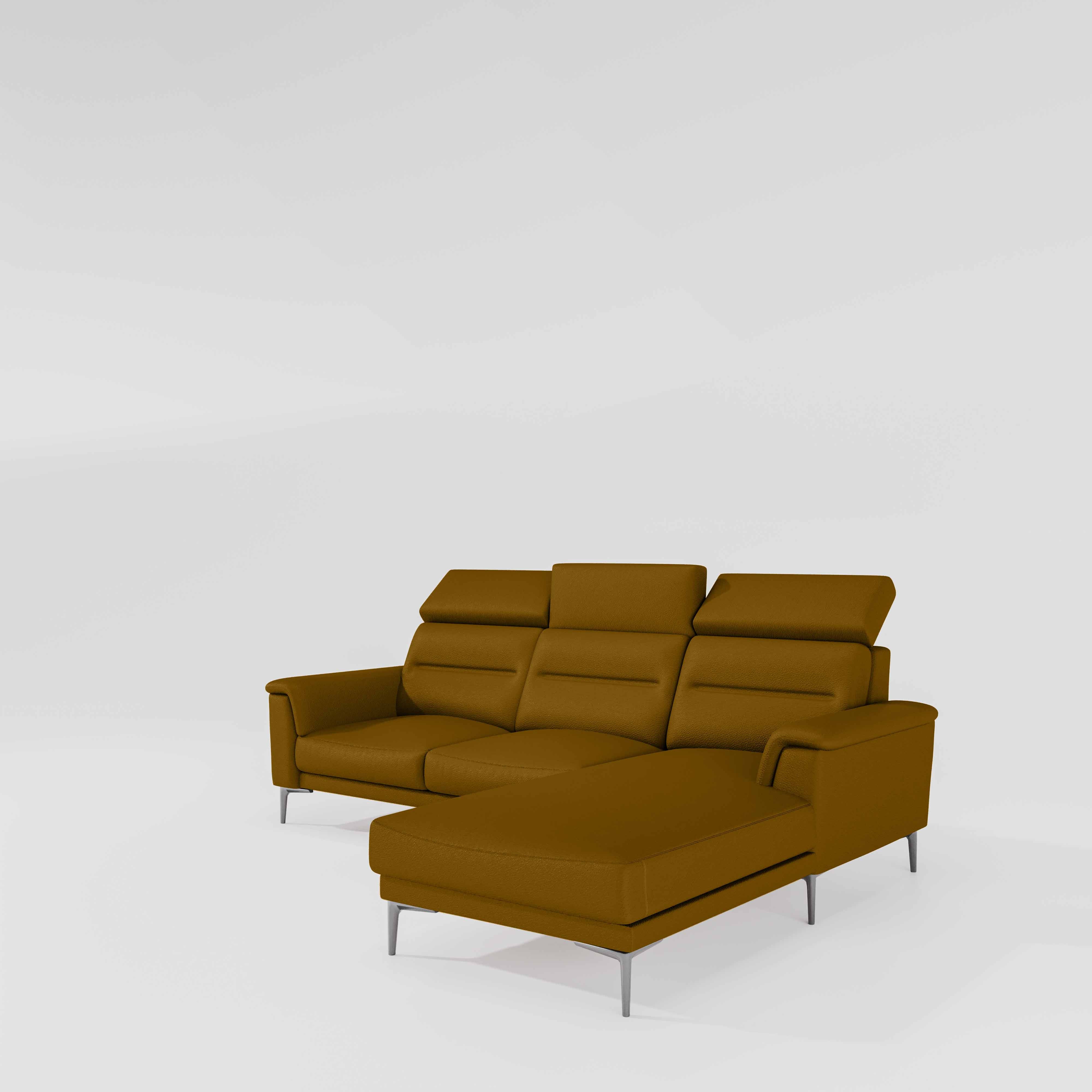 Cresendo 2 Seater with RH Lounger Leatherette fabric - Tobacco Brown - Image 4