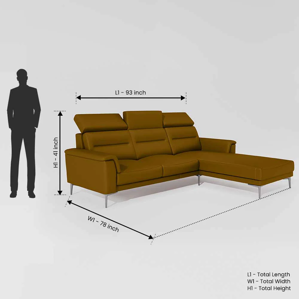 Cresendo 2 Seater with RH Lounger Leatherette fabric - Tobacco Brown - Image 7