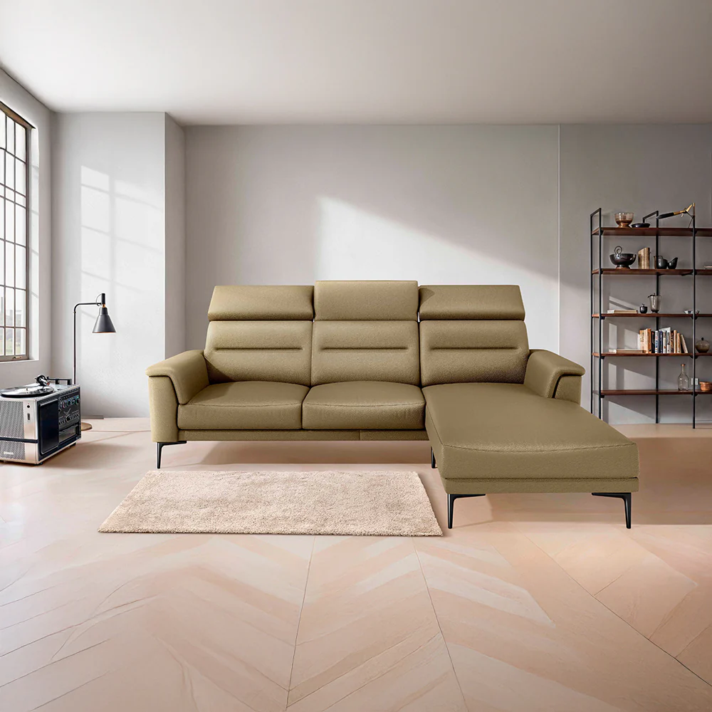 Cresendo 2 Seater with LH Lounger Leatherette fabric - Pebble