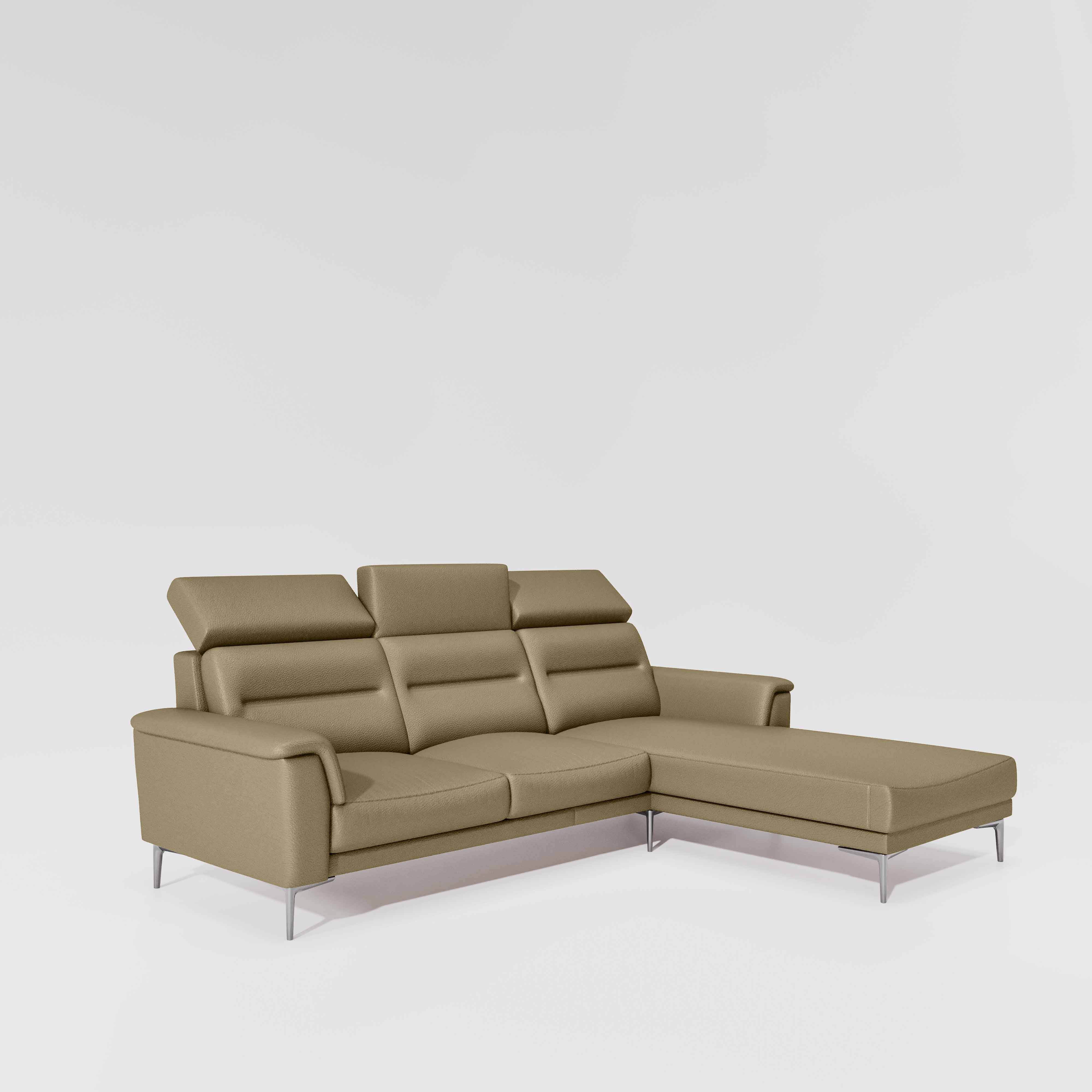 Cresendo 2 Seater with LH Lounger Leatherette fabric - Pebble - Image 2