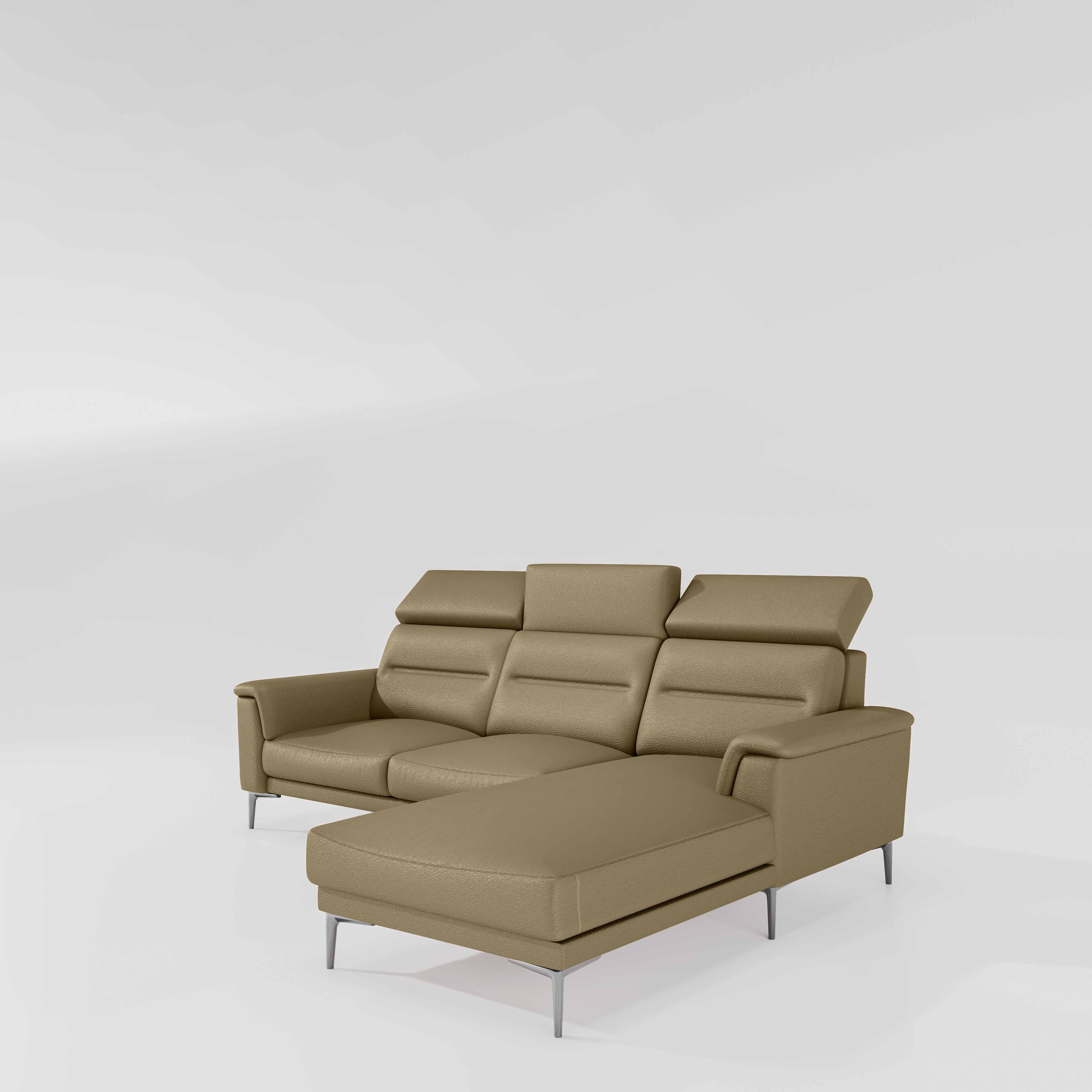 Cresendo 2 Seater with LH Lounger Leatherette fabric - Pebble - Image 3