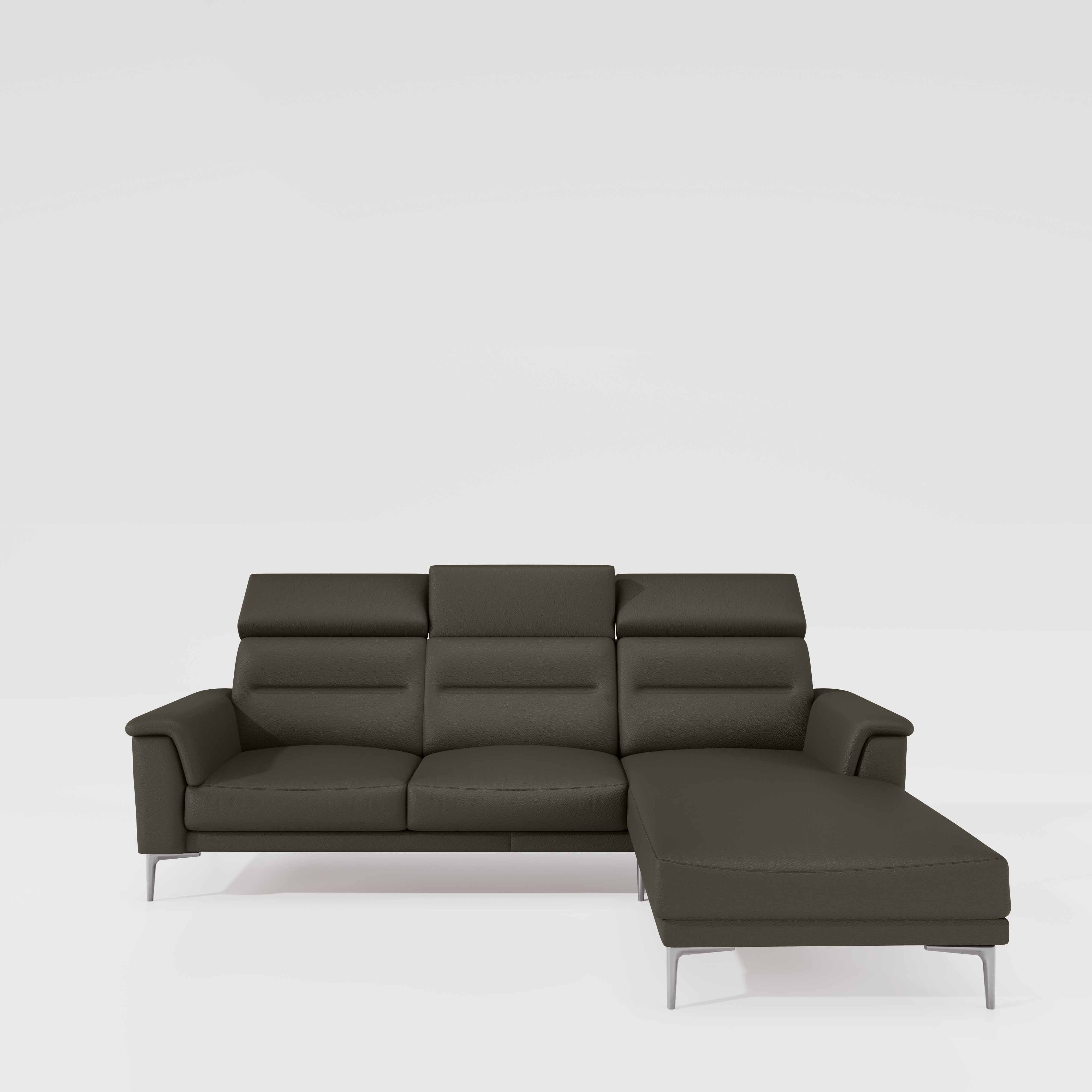 Cresendo 2 Seater with LH Lounger Leatherette fabric - Pewter Grey - Image 2