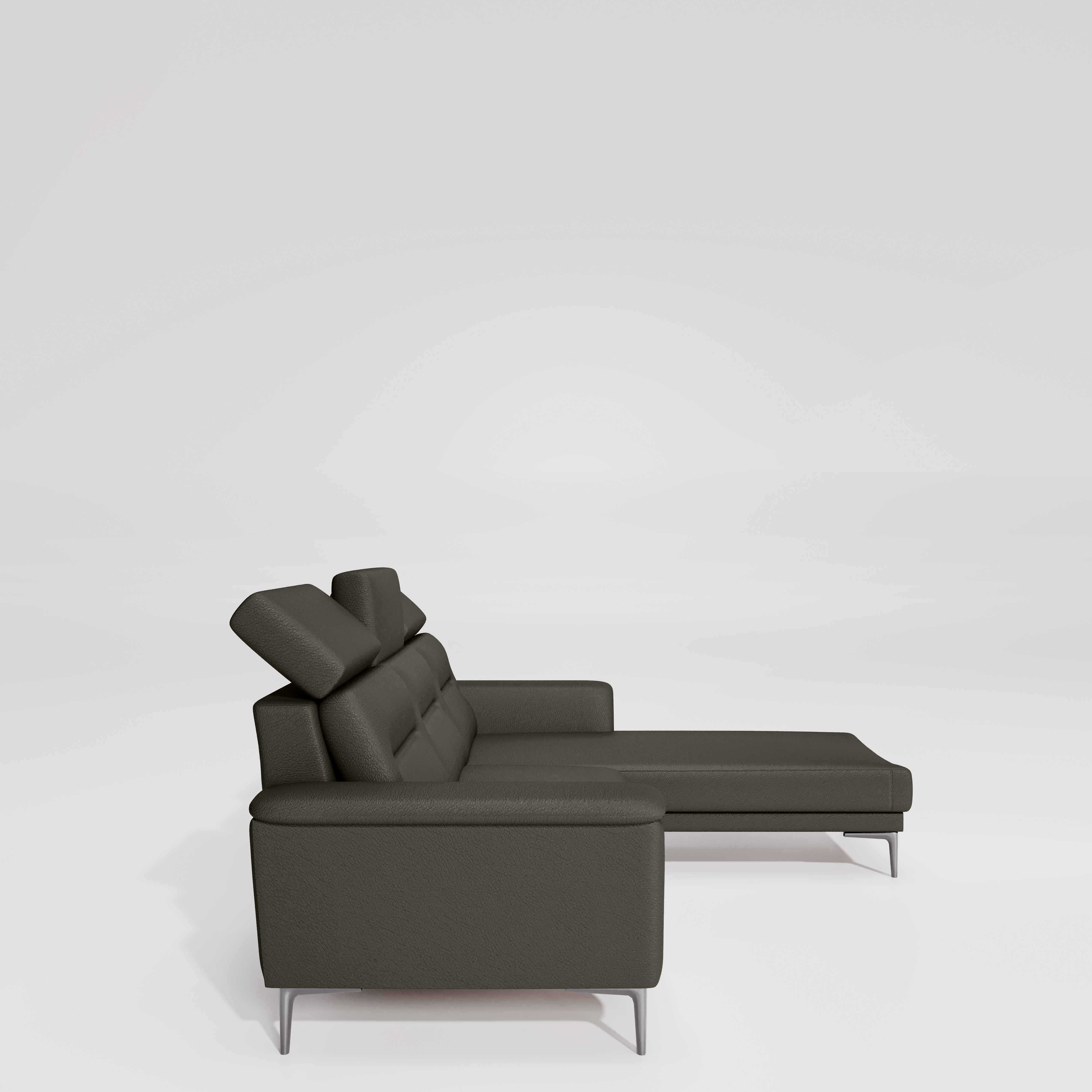 Cresendo 2 Seater with LH Lounger Leatherette fabric - Pewter Grey - Image 7