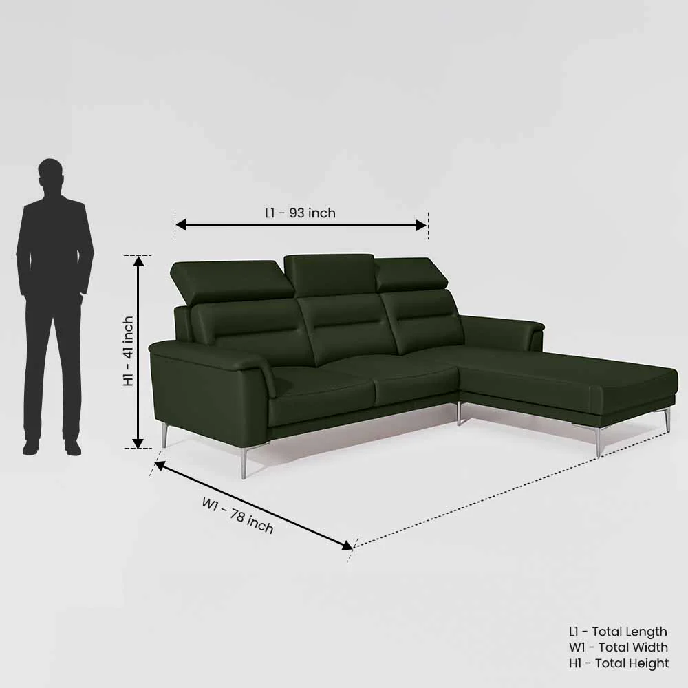 Cresendo 2 Seater with LH Lounger Leatherette fabric - Black Forest - Image 3