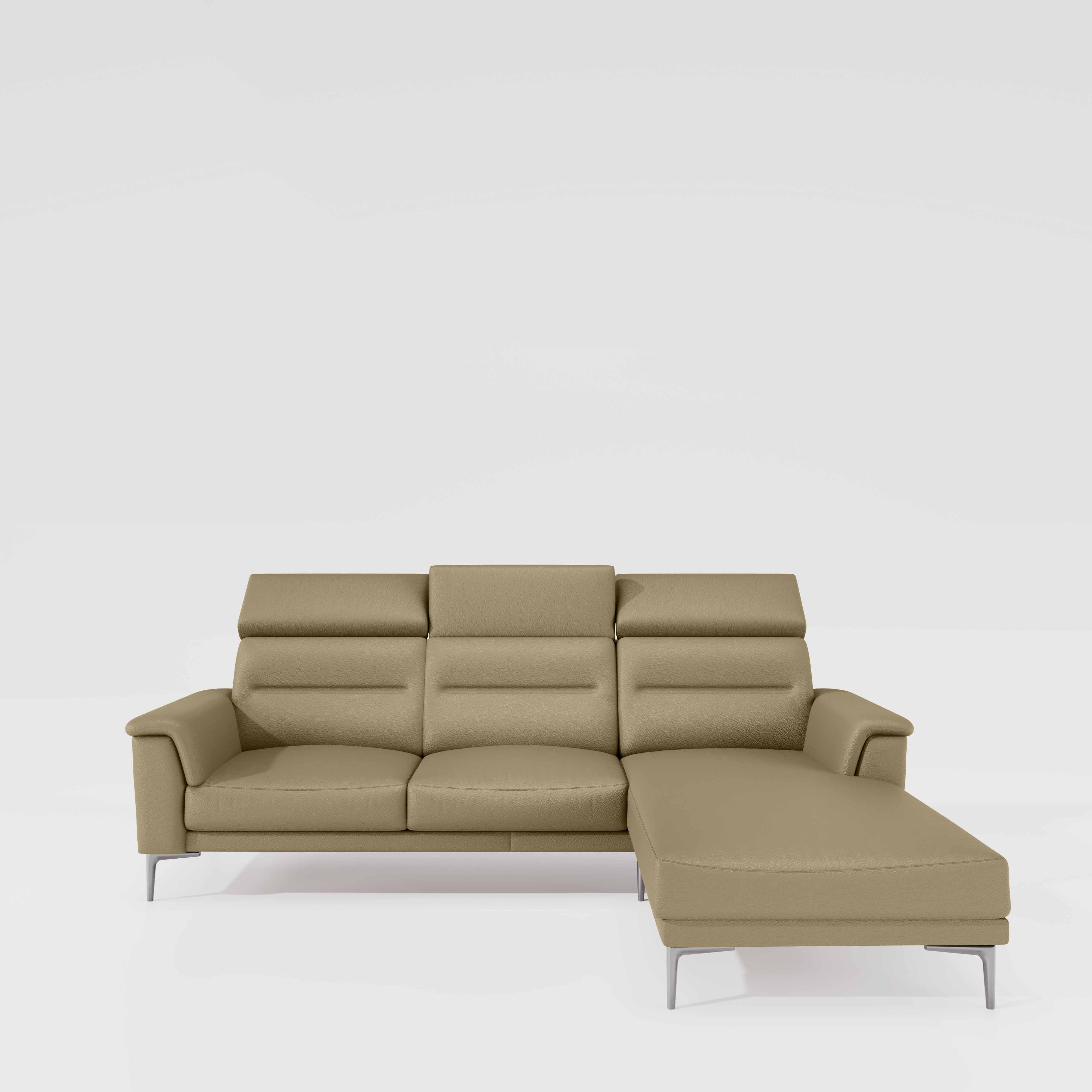 Cresendo 2 Seater with RH Lounger Leatherette fabric - Pebble - Image 2
