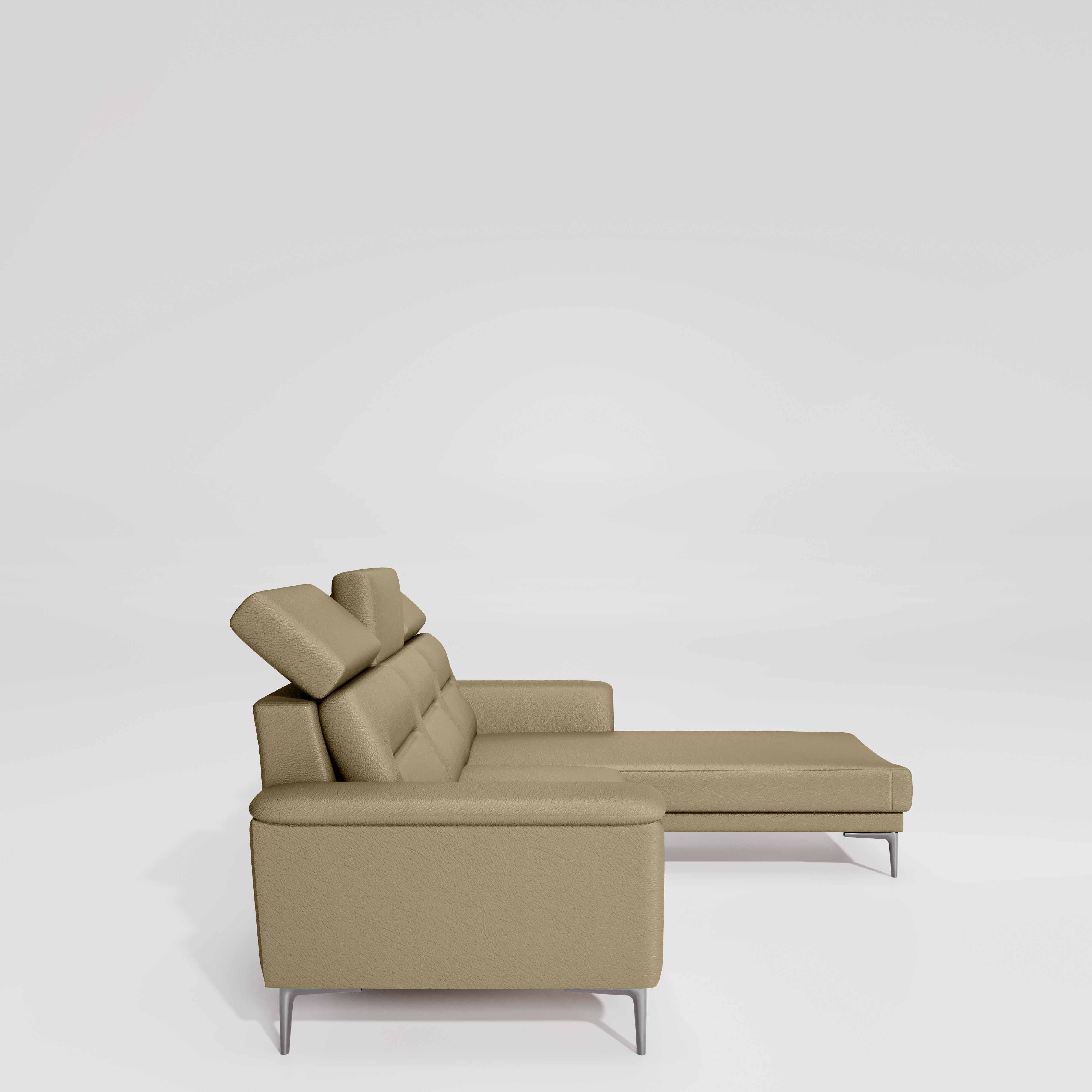 Cresendo 2 Seater with RH Lounger Leatherette fabric - Pebble - Image 5