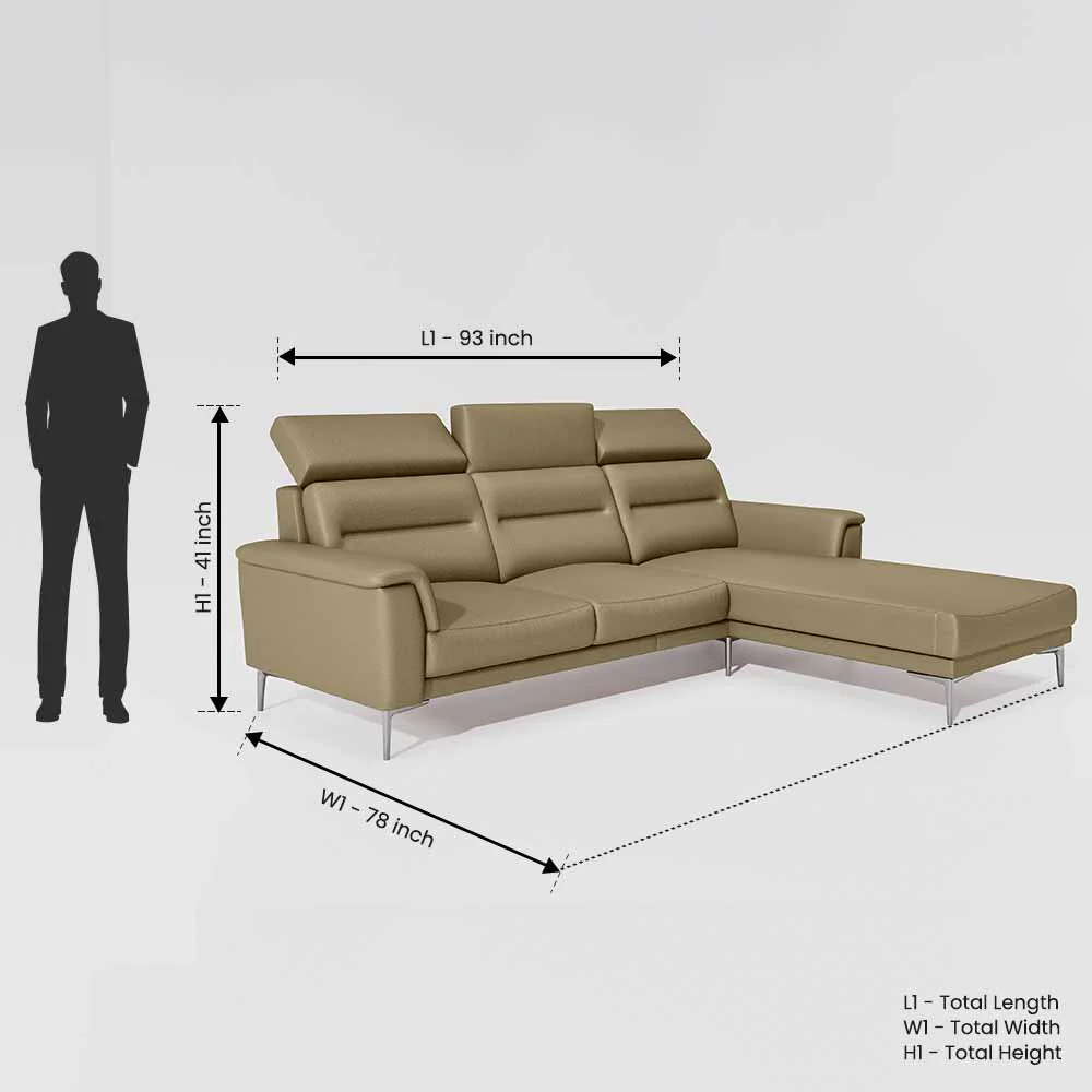 Cresendo 2 Seater with RH Lounger Leatherette fabric - Pebble - Image 7