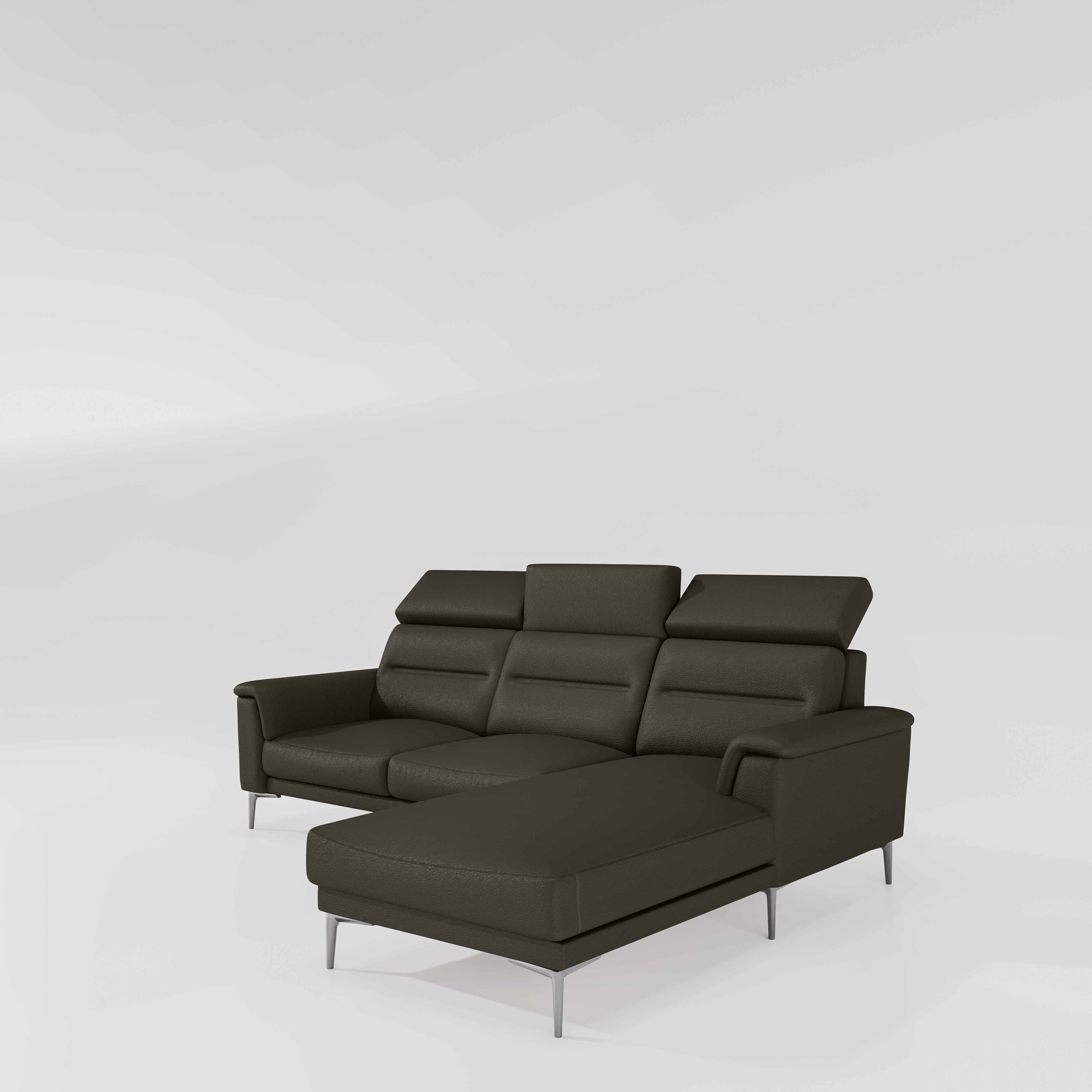 Cresendo 2 Seater with RH Lounger Leatherette fabric - Pewter Grey - Image 6