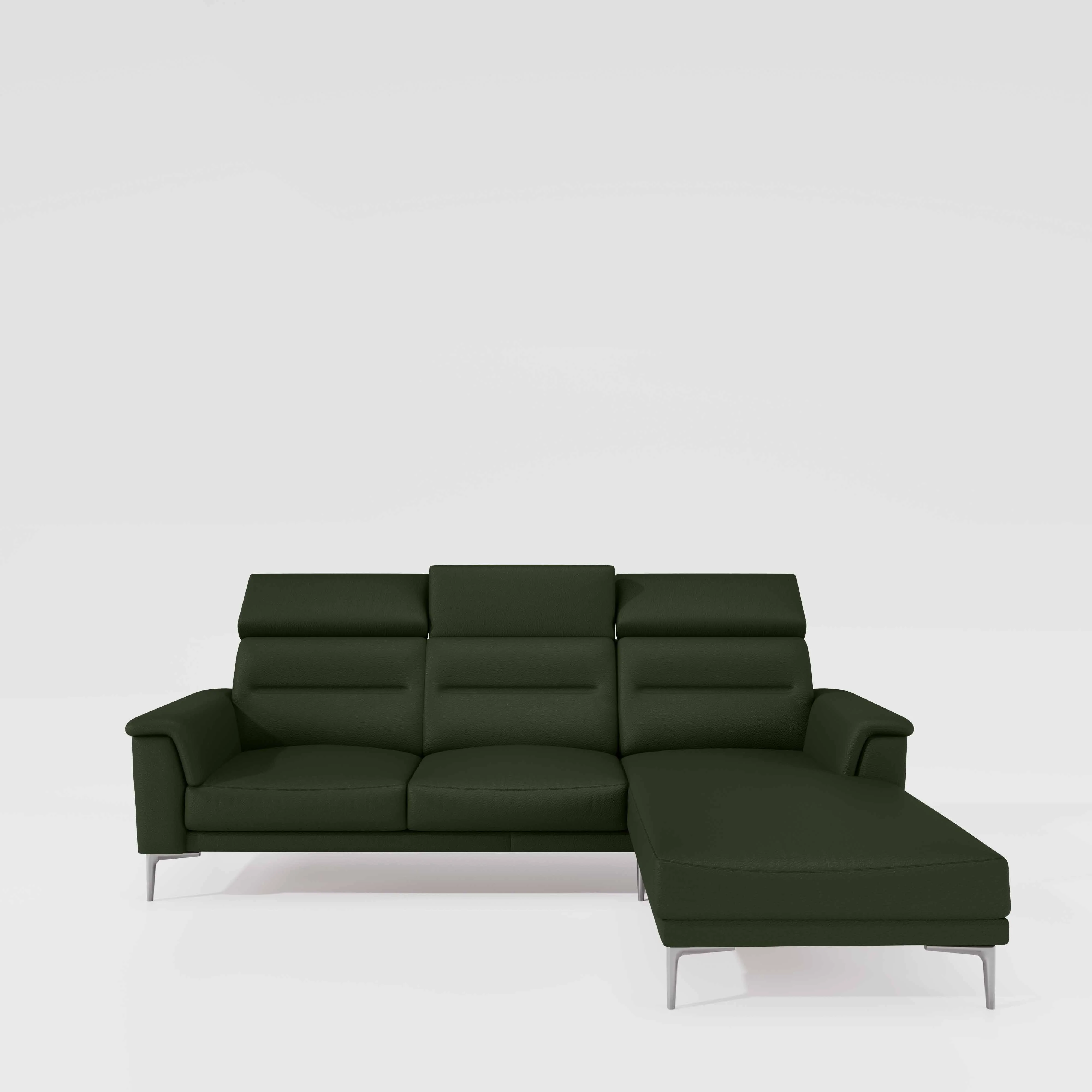 Cresendo 2 Seater with RH Lounger Leatherette fabric - Black Forest - Image 2